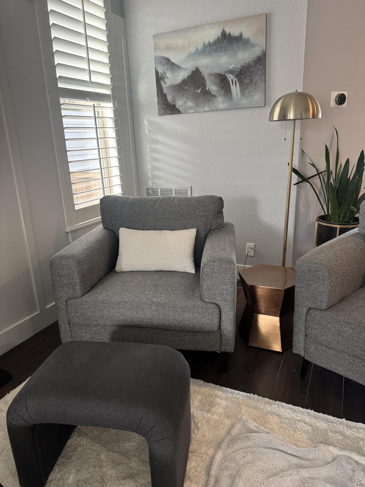 CDCASA Accent Chair, Linen Fabric Oversized Mid Century Modern Chair Set of 1, Comfy Upholstered Armchair Reading Accent Chairs Sofa Chairs for Bedroom Living Room, Light Brown customer photo 1