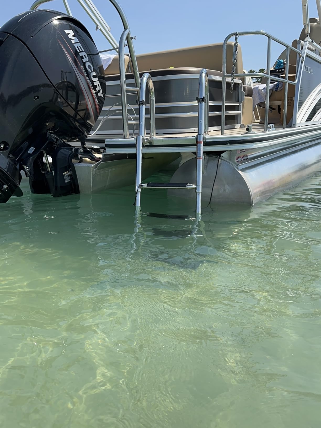 Heavy Duty Pontoon Boat Ladder, 316 Stainless Steel 4 Step Folding Ladder, Telescoping Rear Entry Inboard customer photo 2