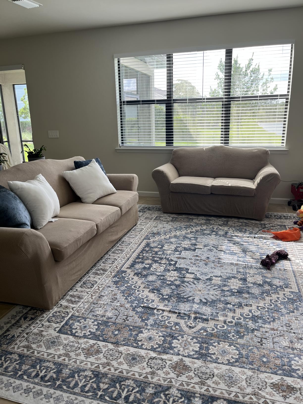 zesthome 8x10 Area Rugs for Living Room, Non-Slip Backing Washable Rugs, Vintage Large Area Rug, Stain Resistant Home Decor Rug (Orange, 8'x10') customer photo 1