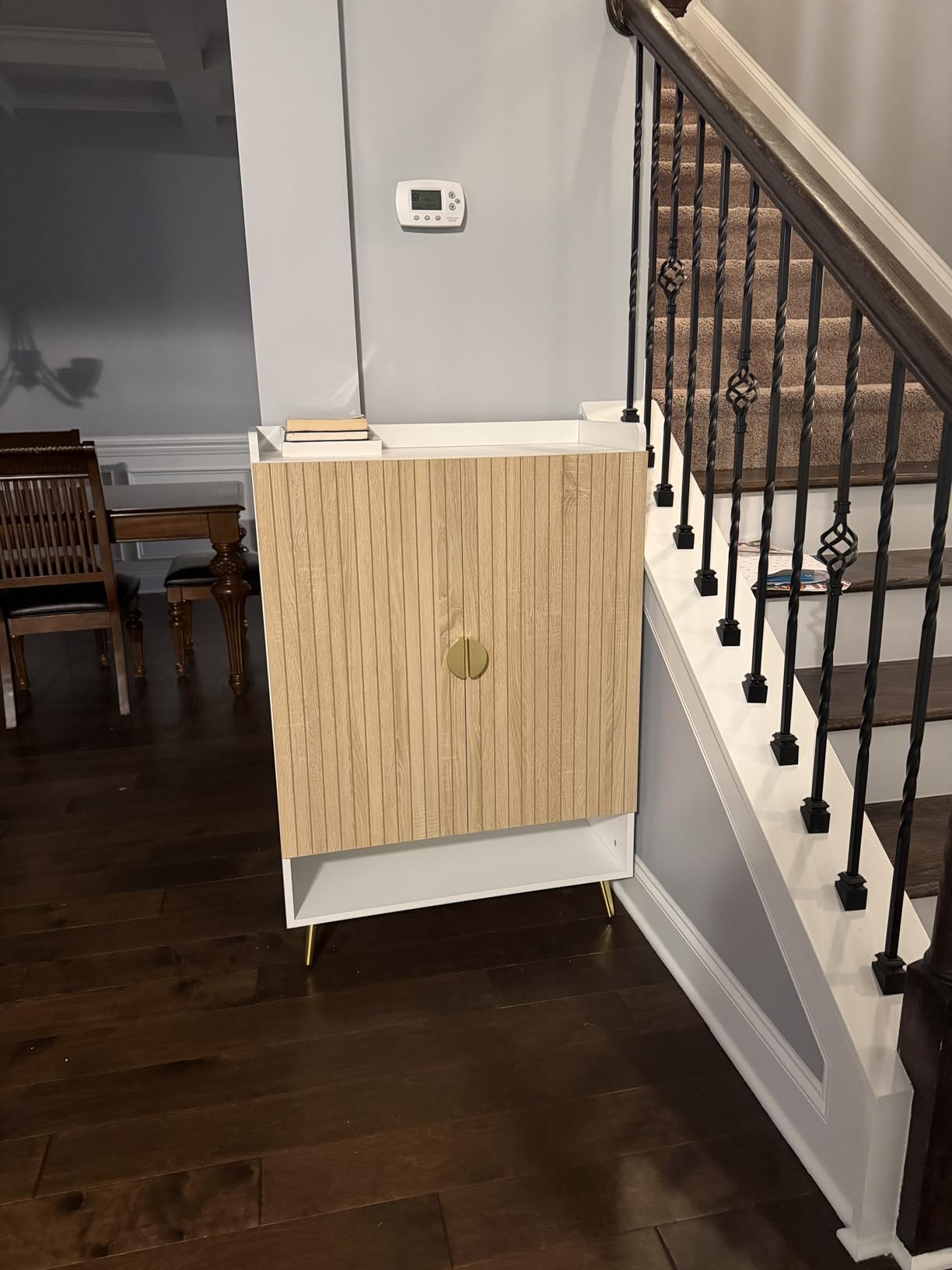Tribesigns Shoe Cabinet with Doors, 6-Tier Shoe Storage Cabinet with Adjustable Shelves, Wooden Shoes Rack Shoe Storage Organizer for Entryway, Hallway, Closet, Living Room, White & Gold customer photo 2