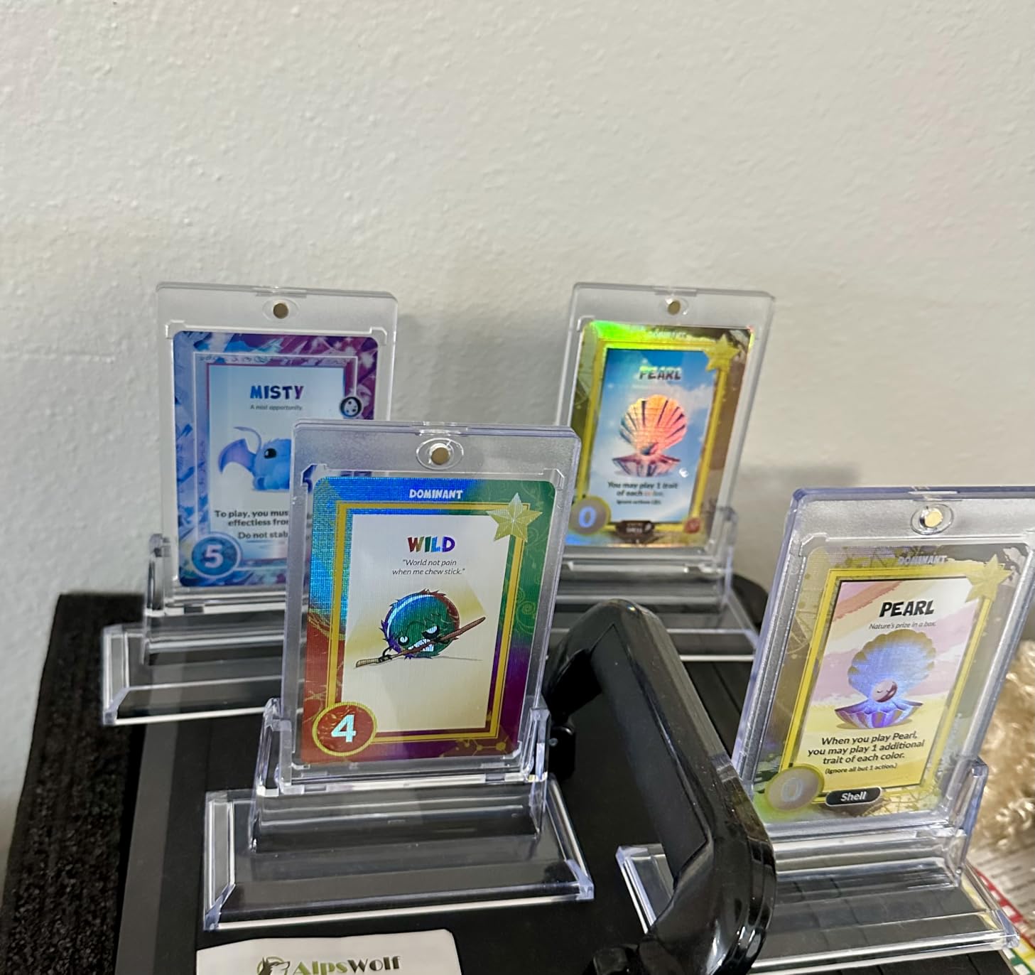 4Pcs Magnetic Card Holders for Trading Card, Baseball Card Protectors with 4 Stands, 35pt Acrylic Hard Card Sleeves Case for Sports Cards, Game Cards, Standard Cards Storage and Display customer photo 2