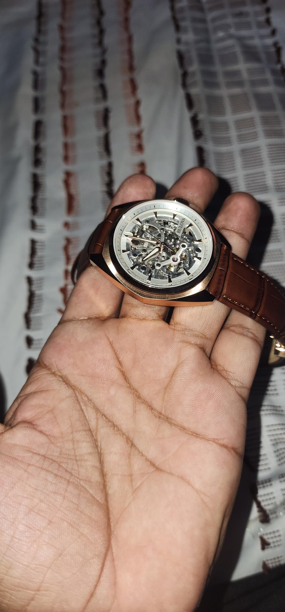 Bulova Men's Automatic Dress Classic Surveyor Watch, Black Leather Strap, Full Skeleton Dial, 42 Hour Power Reserve, 41mm customer photo 2