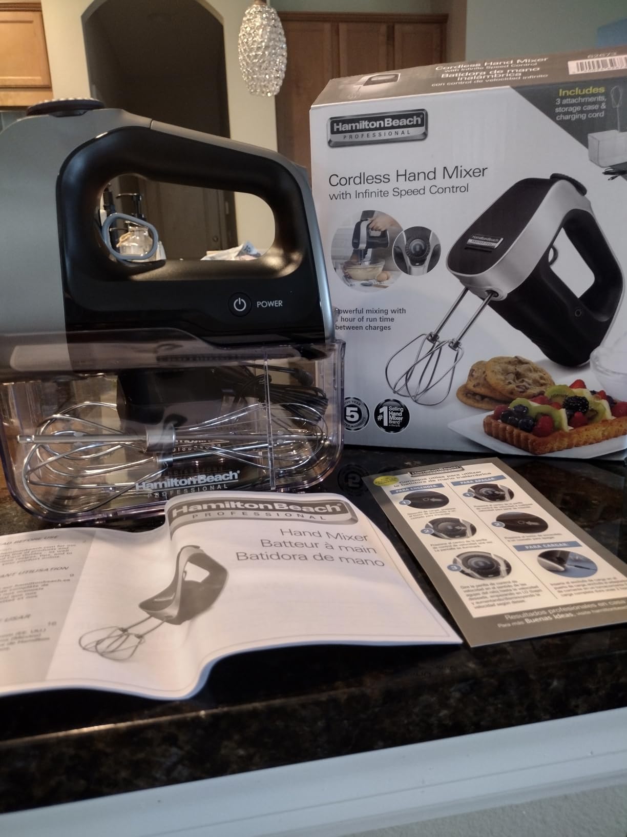 Hamilton Beach Professional Cordless Electric Hand Mixer with Infinite Speed Control, Powerful DC Motor, Quick Recharging, LCD Screen, Whisk, Storage Case, Black (62673) customer photo 1