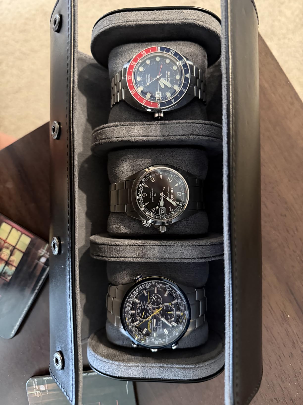 3 Watch Roll Travel Case - Handmade Leather Watch Rolls Box for Man - Travel Watch Roll with Velvet to Protection - Watch Roll Organizer to Home Secure Storage customer photo 1