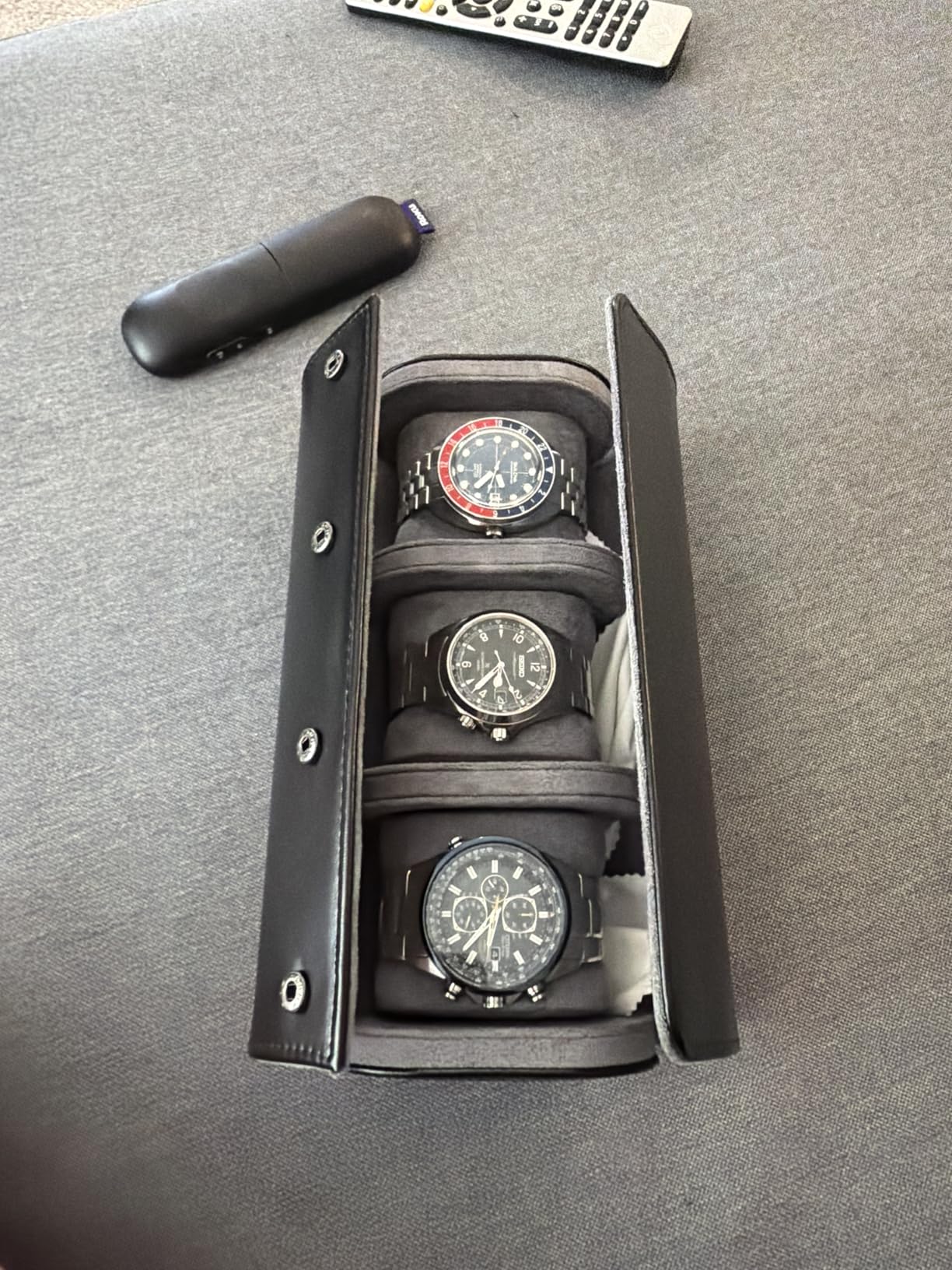 3 Watch Roll Travel Case - Handmade Leather Watch Rolls Box for Man - Travel Watch Roll with Velvet to Protection - Watch Roll Organizer to Home Secure Storage customer photo 2