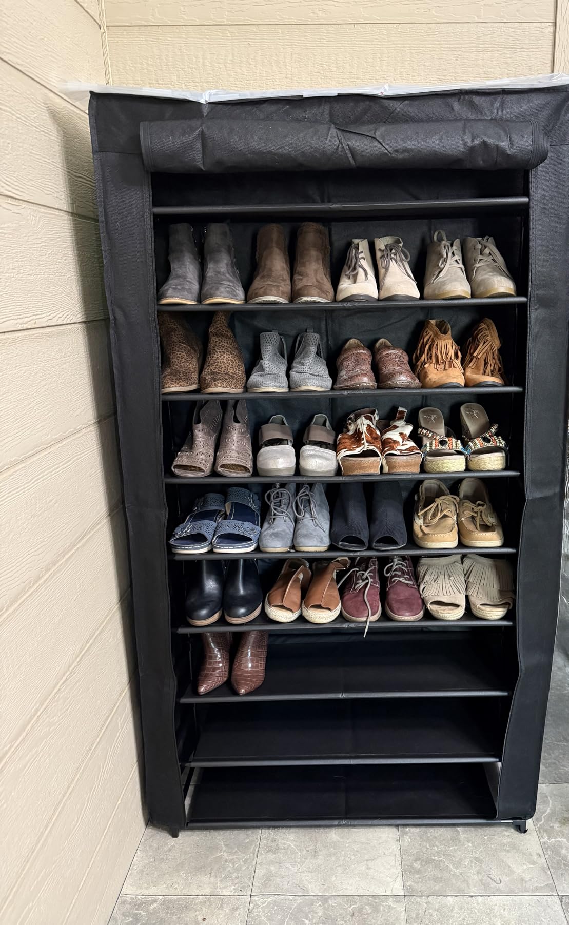 LANTEFUL Shoe Rack with Covers - 10 Tiers Tall Shoe Rack Organizer Large Capacity Shoe Shelf Storage 40 Pairs Space Saving Vertical Shoe Storage Organizer for Closet, Entryway, Dorm, Bedroom customer photo 1