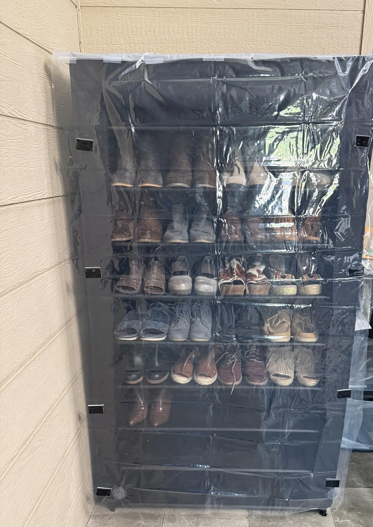 LANTEFUL Shoe Rack with Covers - 10 Tiers Tall Shoe Rack Organizer Large Capacity Shoe Shelf Storage 40 Pairs Space Saving Vertical Shoe Storage Organizer for Closet, Entryway, Dorm, Bedroom customer photo 2