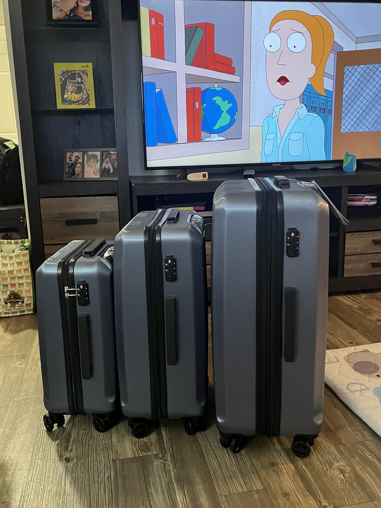 Luggage 3 Piece Set PC+ABS Hardshell Suitcases with TSA Lock, Spinner Lightweight (ice blue, 3 piece set) customer photo 2