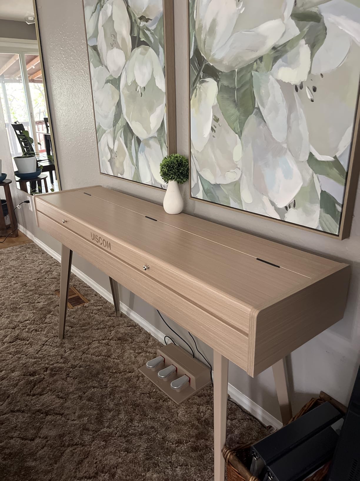 UISCOM 88 Key Weighted Digital Piano - Wooden Desk Electric Piano Transforms Between Desk and Vanity - Progressive Hammer-Action Keyboard, Perfect for Beginners with MIDI Functionality customer photo 1