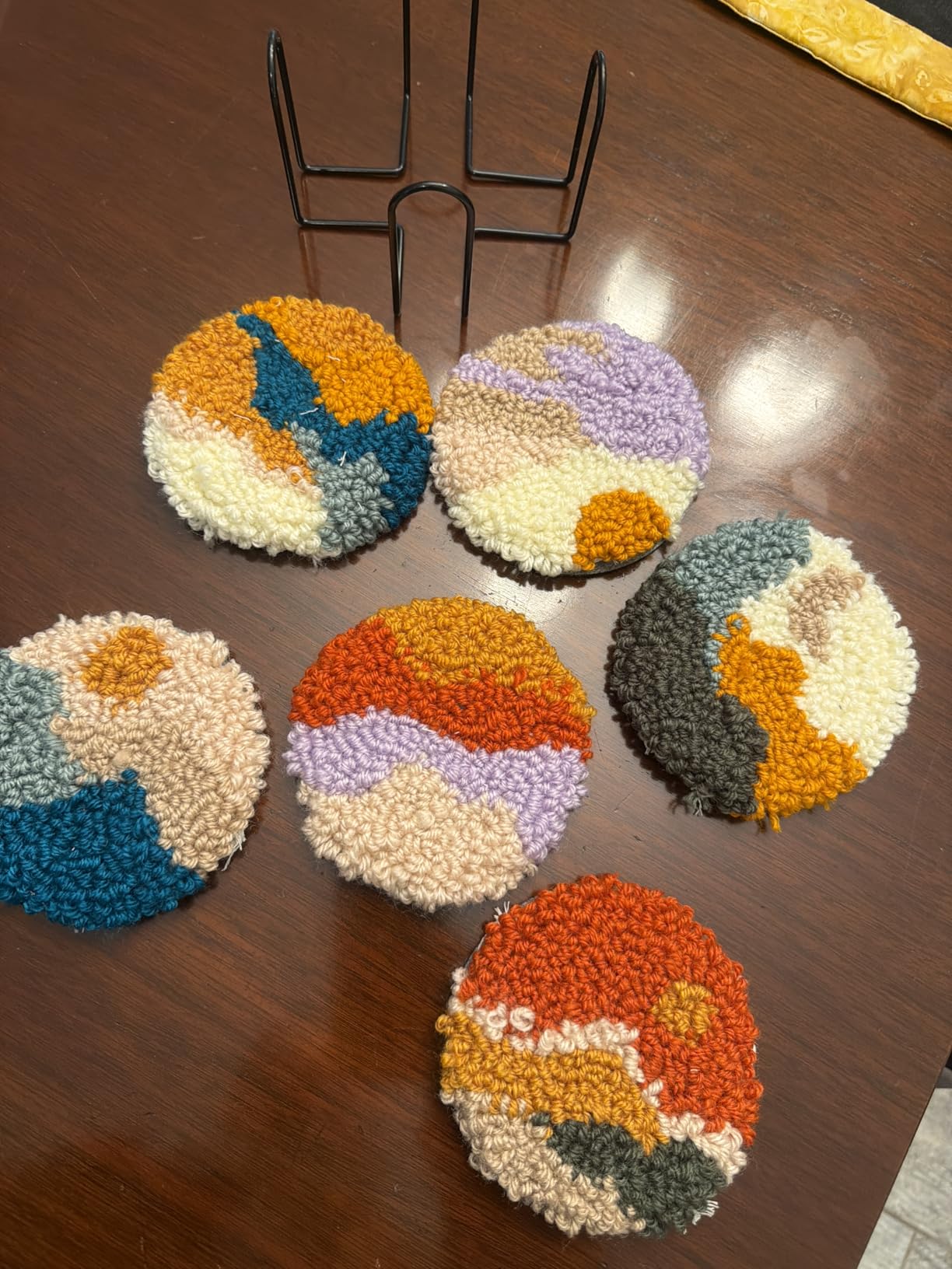 Temlum Punch Needle Coasters Kit, Punch Needle Embroidery Kit for Beginners and Adults Including Patterns, Tools, Yarns, Hoop, Instruction, Coaster Holder customer photo 1