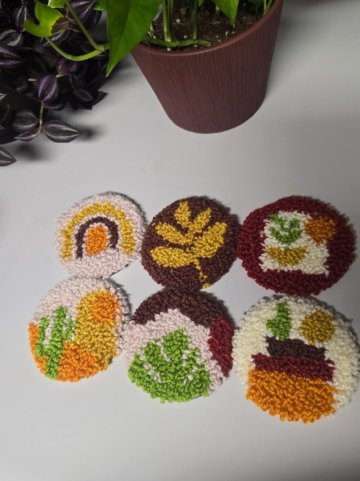 Temlum Punch Needle Coasters Kit, Punch Needle Embroidery Kit for Beginners and Adults Including Patterns, Tools, Yarns, Hoop, Instruction, Coaster Holder customer photo 2