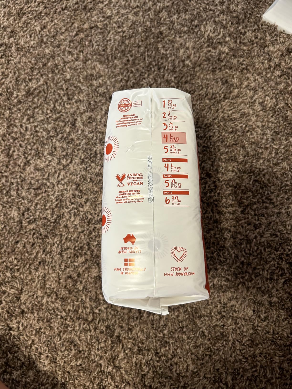 Joonya Baby Diapers, Size 1 XS (4-9 lb) - 1 Bag of 32 - Non Toxic, Eco-Friendly, High Absorbency, Overnight Use, Ultra Slim & Soft - Made in Denmark customer photo 1