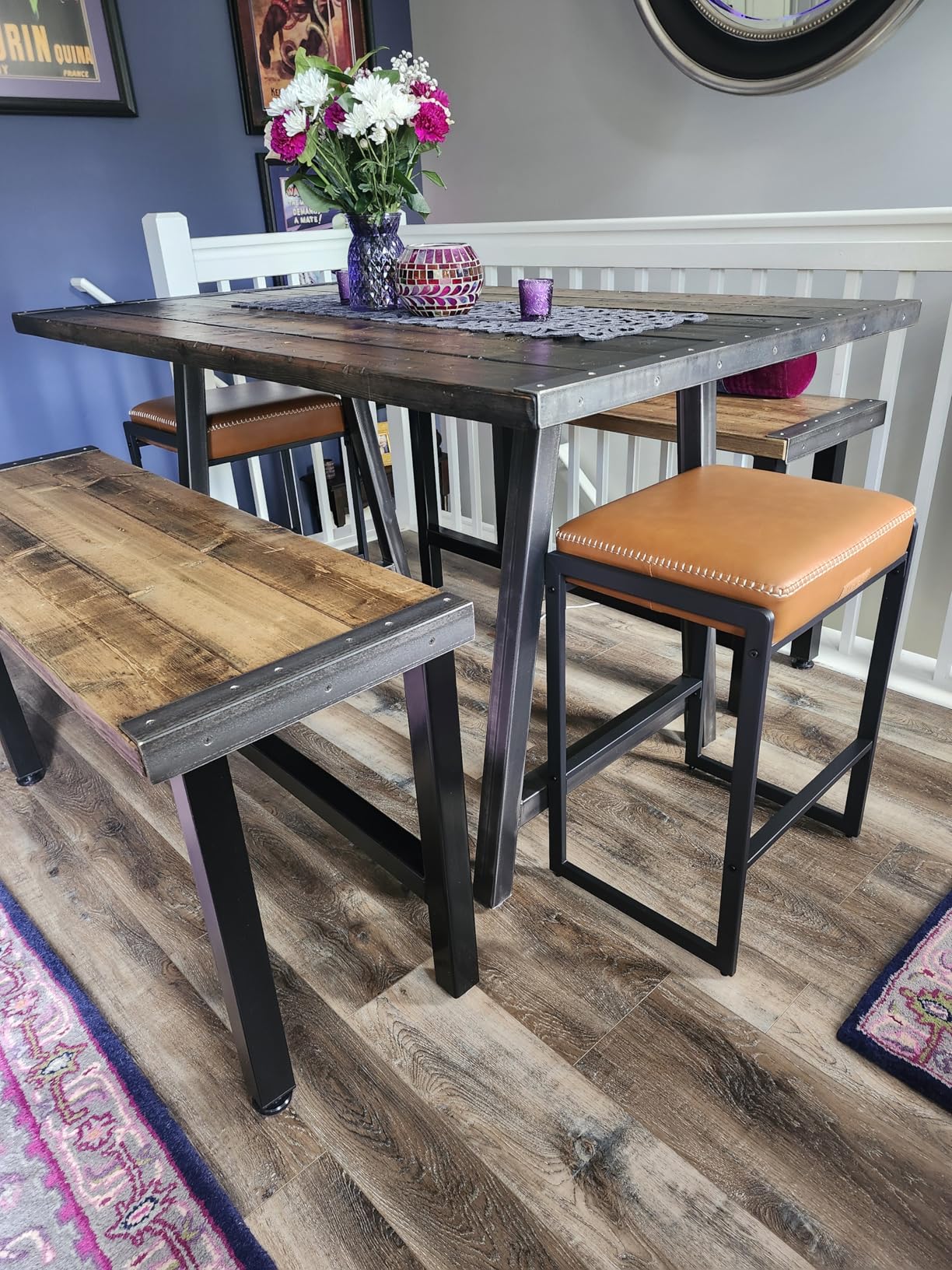 VASAGLE EKHO Collection - Bar Stools Set of 2, Counter Height Bar Stools, Synthetic Leather with Stitching, Mid-Century Modern Counter Stools, 26-Inch Tall, Kitchen Home Bar Dining Room, Caramel Brown customer photo 1
