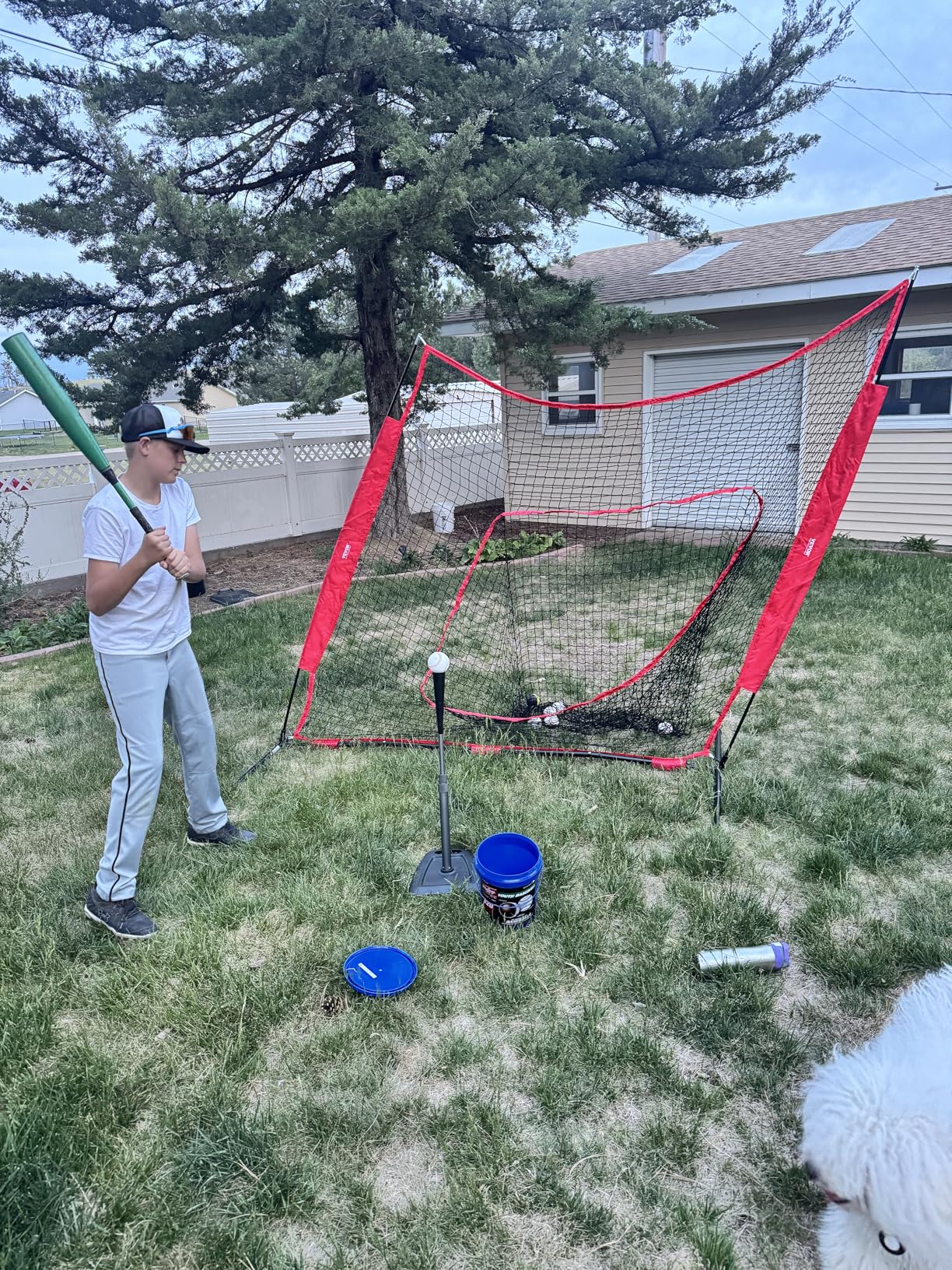 VEVOR 7x7ft Baseball Softball Practice Net, Portable Baseball Training Net for Hitting Batting Catching Pitching, Backstop Baseball Equipment Training Net customer photo 2