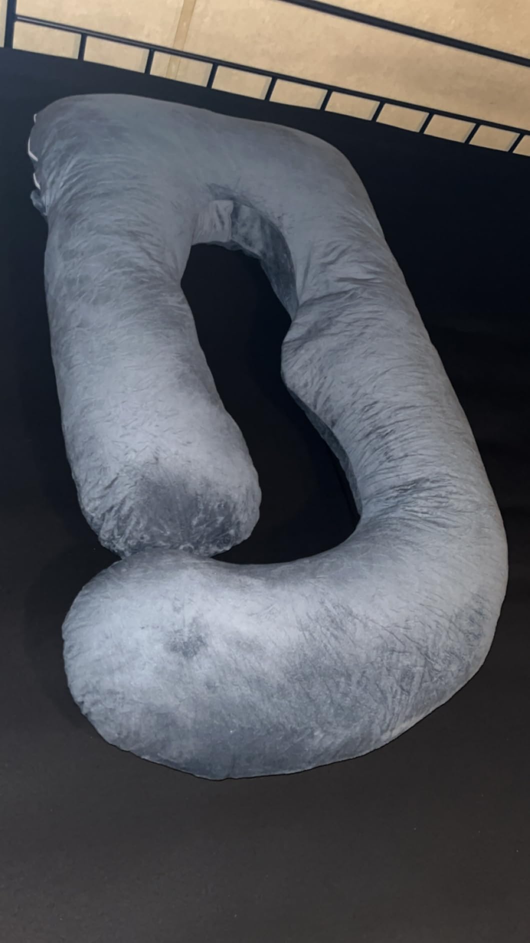 ALLOPERA 57 Inch Pregnancy Pillow for Sleeping, Full Body Support Pillow with Removable Washable Cover for Maternity Comfort, Black Grey Velvet Cover customer photo 1