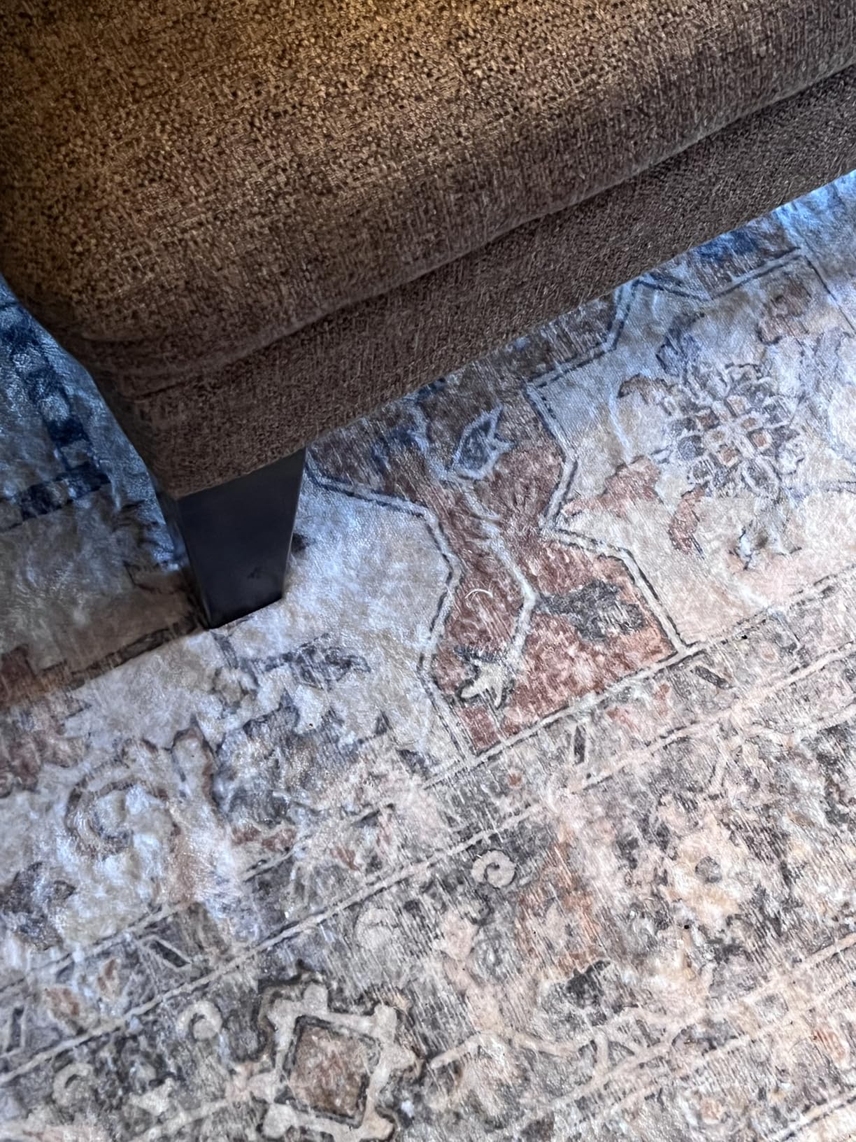 GENIMO 8x10 Area Rugs for Living Room, Machine Washable Non Slip Vintage Rugs, Low Pile Lightweight Chenille Print Rug for Bedroom, Dining Room, Home Office, Light Taupe Brown customer photo 1