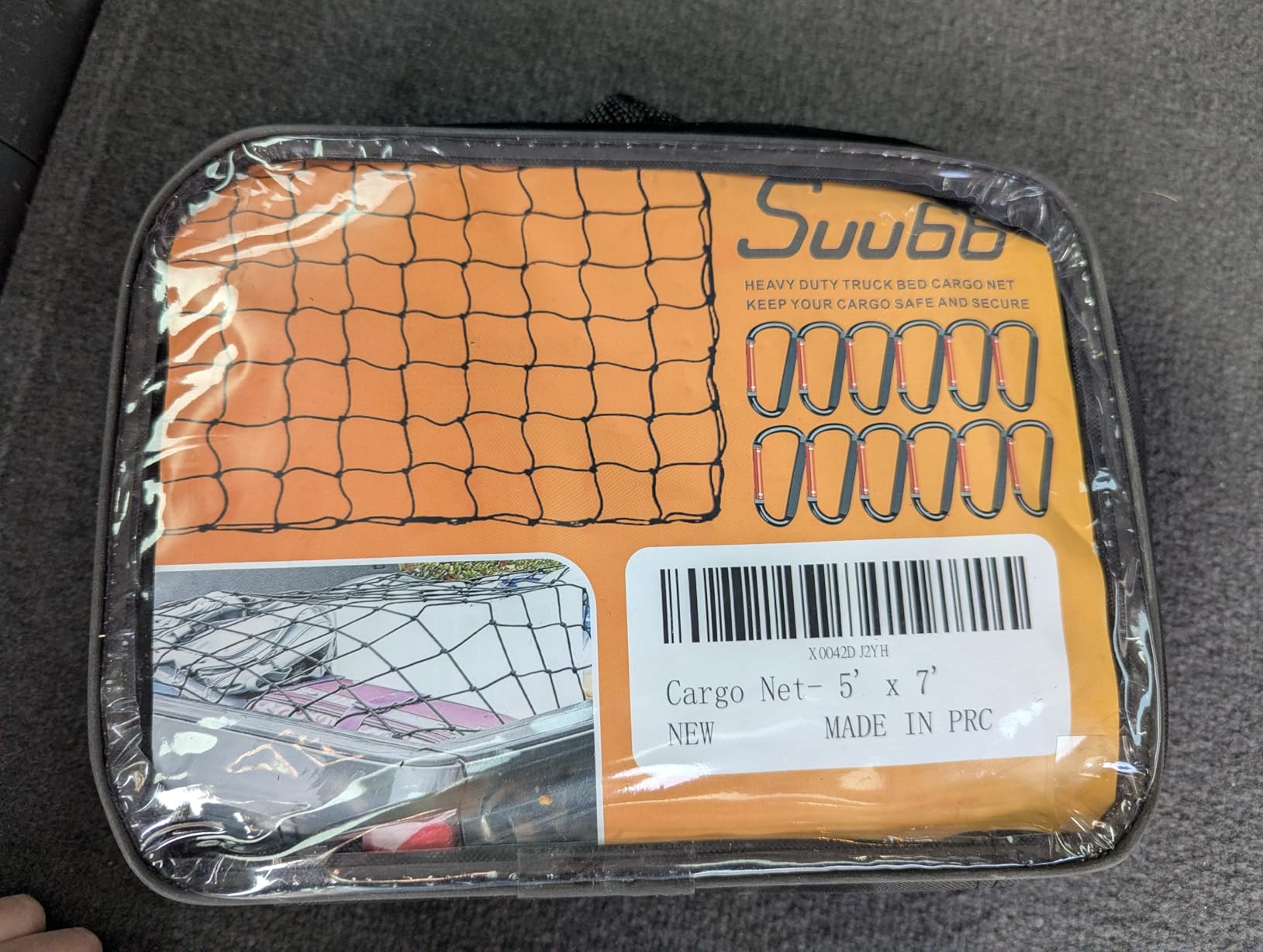 Suu66 Heavy Duty Cargo Net for Pickup Truck Bed - 5' x 7' Stretches to 15' x 21' - Sturdy Latex Bungee Net Mesh - with 12 Metal Carabiners - Ideal for ATV, SUV, UTV, Truck and Boat Use customer photo 1