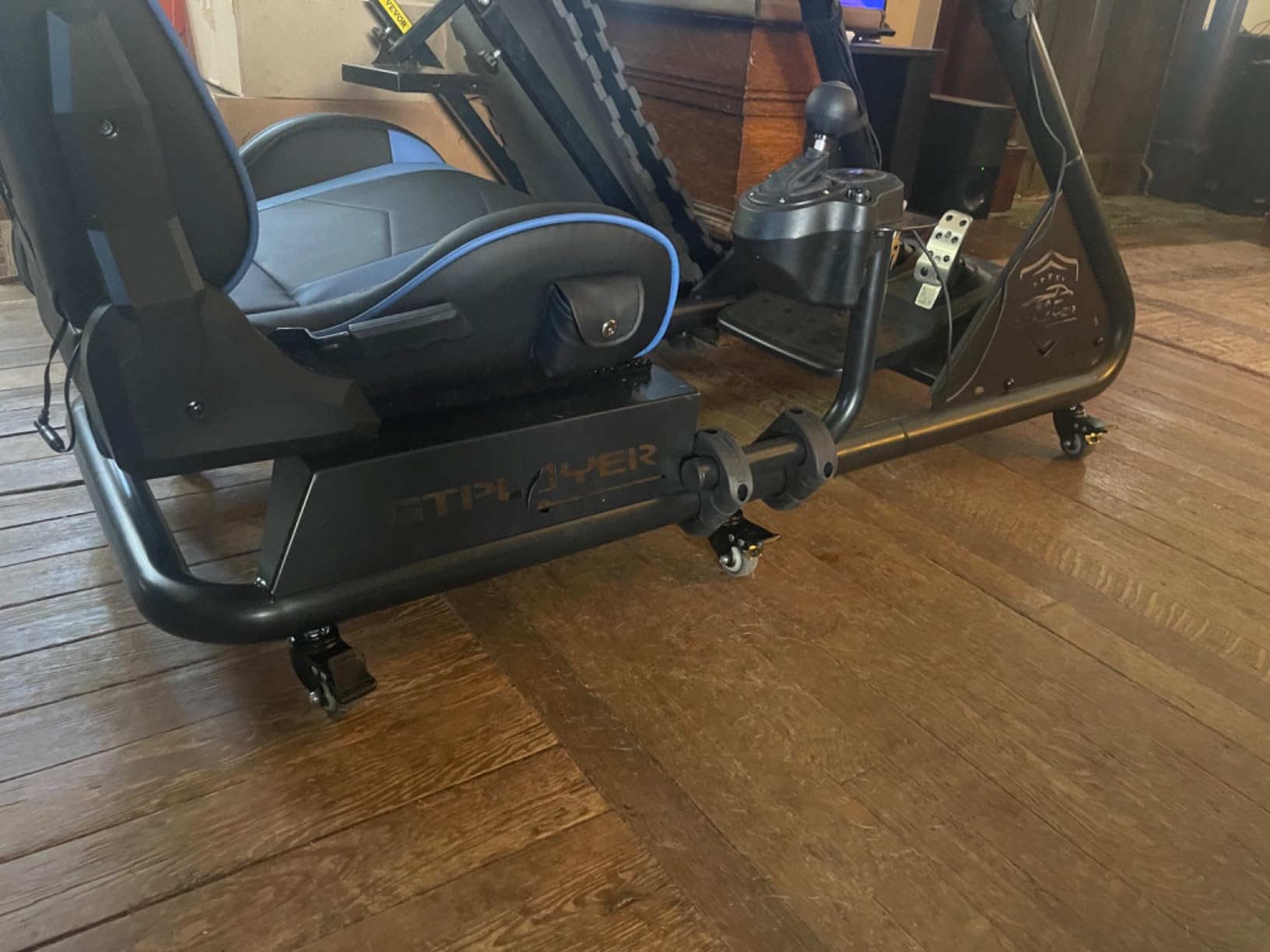 GTPLAYER Racing Simulator Cockpit with Seat and Bluetooth Speakers, Racing Style Reclining Seat and Ultra-Sturdy Alloy Steel Frame (Black) customer photo 2