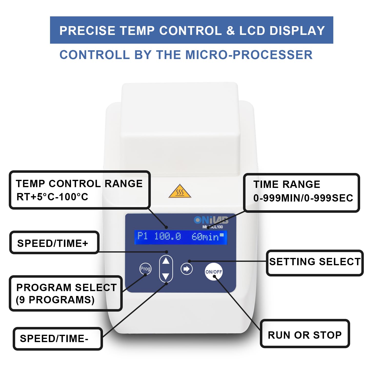 ONiLAB Mini Dry Bath Incubator,15 x1.5ml Aluminium Heating Block, LCD Display, Timer Control, Temperature -23-100C, 0.5C Accuracy,9 Programs in Memory, Rapid Calibration Function... customer photo 2