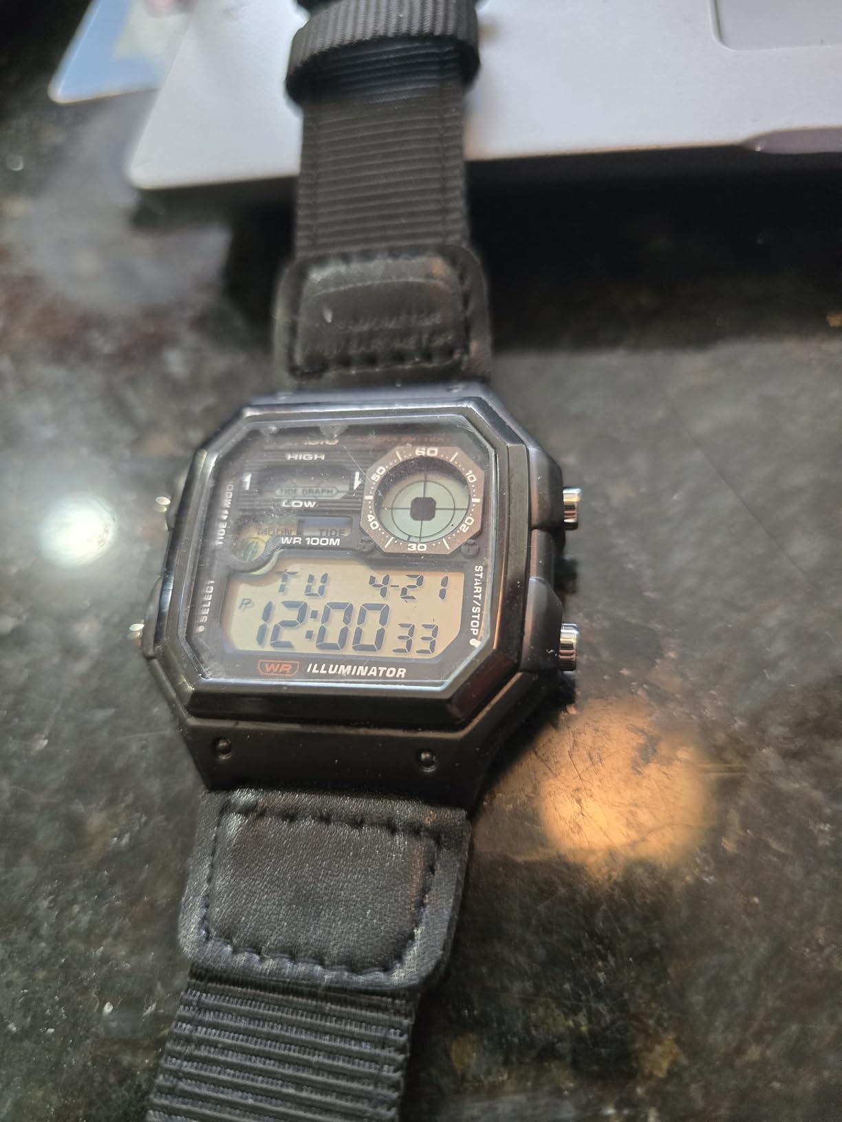 Illuminator Tide Graph Moon Phase 10-Year Battery Digital Watch customer photo 2