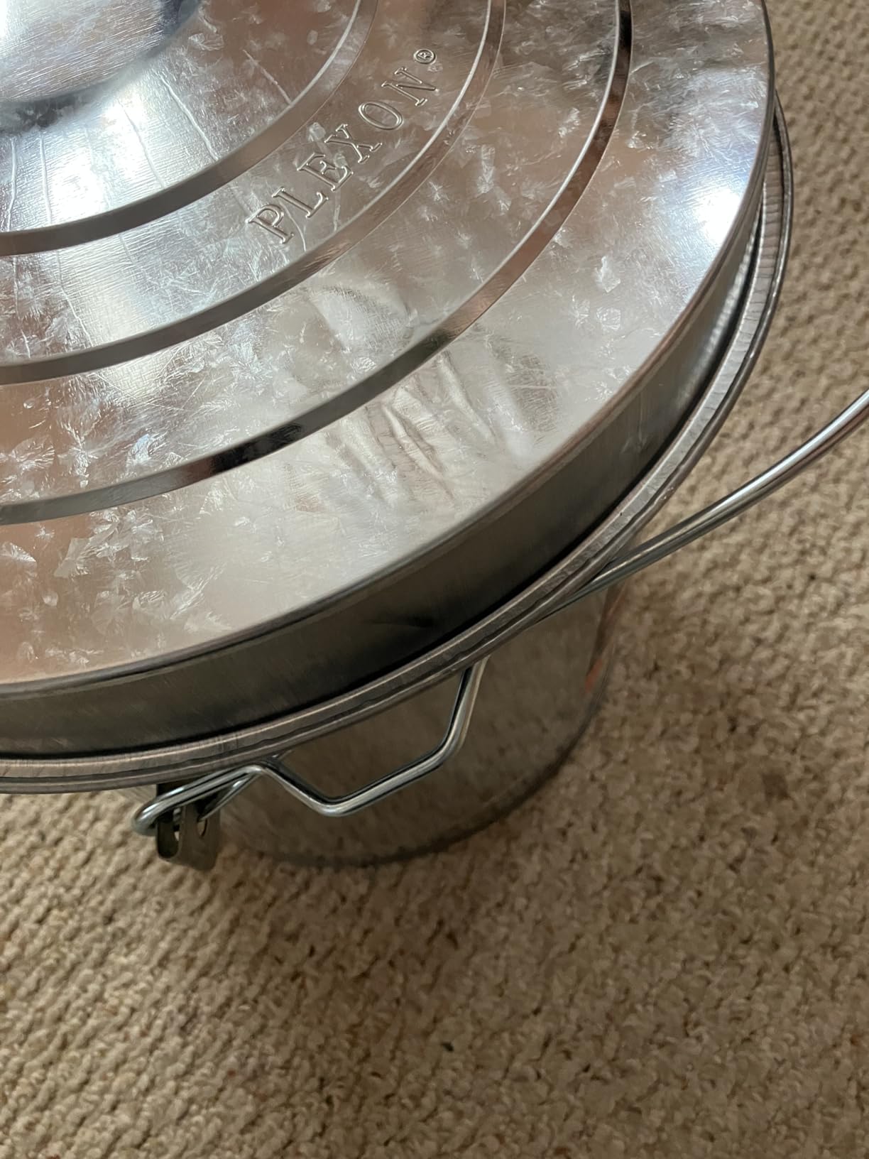 Plexon 10 Gallon Trash Can with Lid Outdoor Galvanized Metal Bucket with Locking Lid for Poultry Feed Bird Seed Storage Ash Garbage Trash Bin customer photo 2