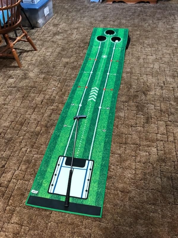 New Portable Golf Putting Mat, Mini Golf - Putting Green Indoor + Putting Green Outdoor - Putting Mat with 3 Balls + Retractable Push Rod (Youth) - Putting Matt for Indoors, Golf Gifts for Men Kids customer photo 2
