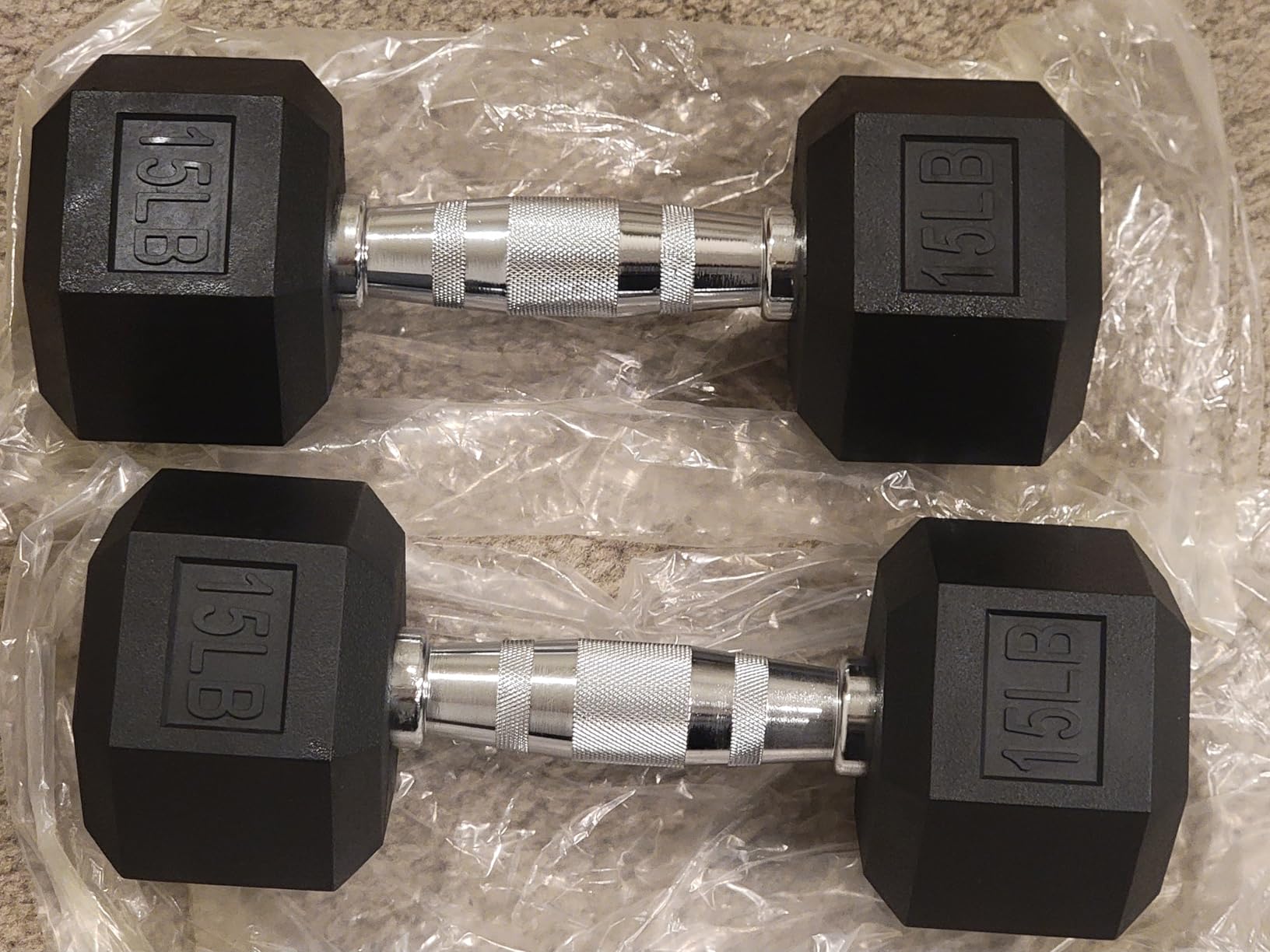 Signature Fitness Rubber Encased Hex Dumbbells with Optional Rack, 10 15 20LB Pairs and 5, 10 and 15 Pairs Weight Sets for Home Gym customer photo 2