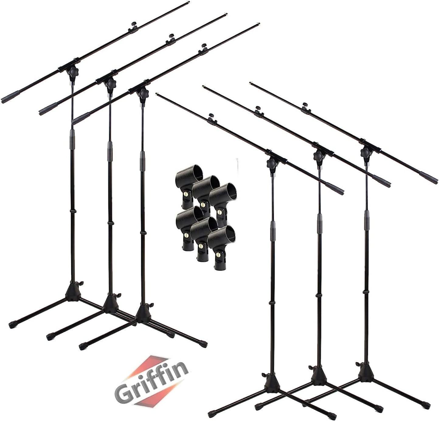 GRIFFIN 3 Pack Mic Boom Stands (StageLOCK Series) - Telescoping Arms, Tripod Base, Microphone Clips - Ideal for Studio Recording, Live Karaoke customer photo 1