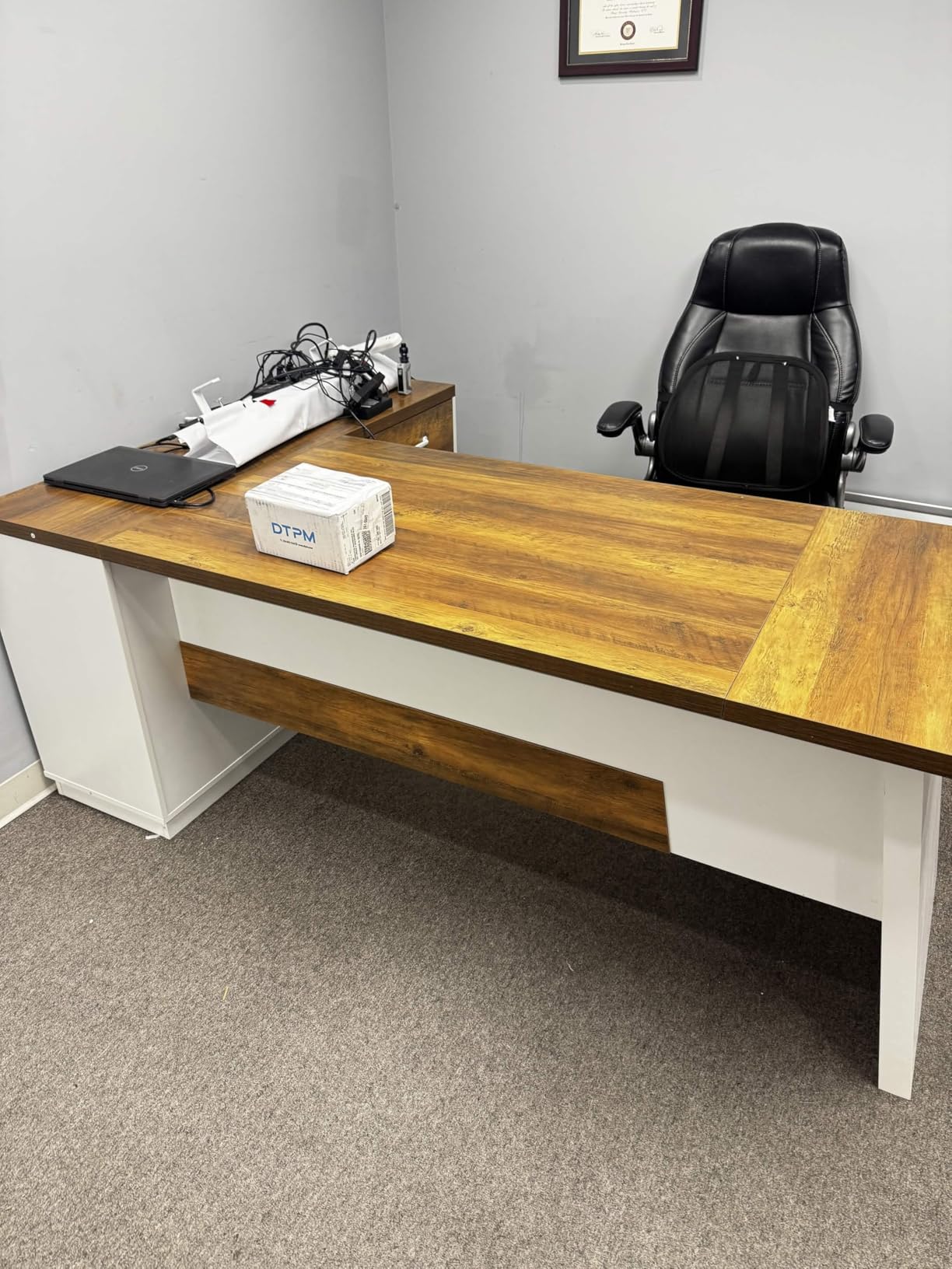 Tribesigns 78 L-Shaped Executive Desk, Large Office Desk with Drawers and File Cabinet, Modern Business Furniture for Home Office (Walnut & Black) customer photo 1
