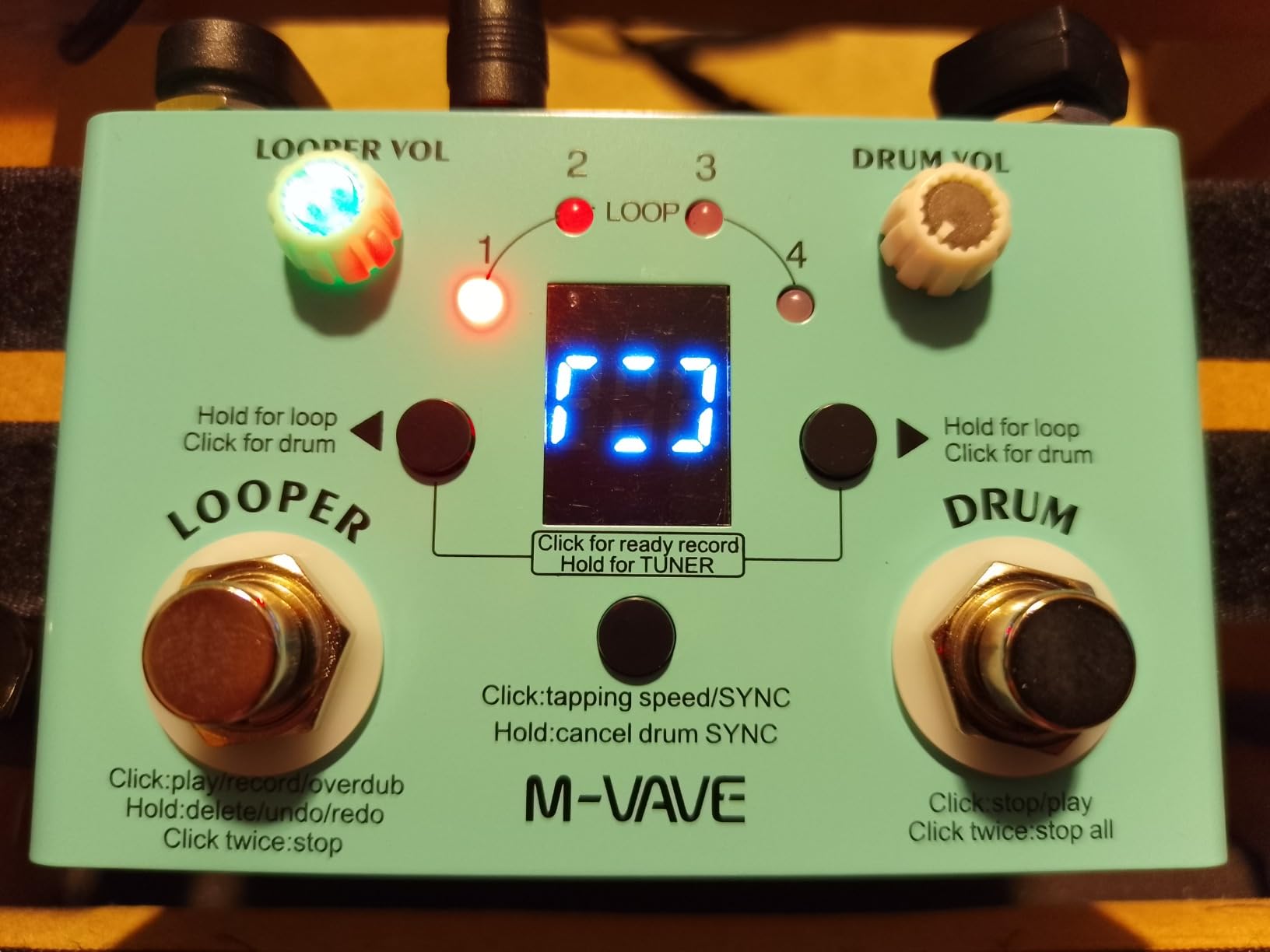 M-VAVE Looper Pedal Drum Machine with Tuner 11-Minute Loop, 30 Preset Drum Patterns, App Editing & Sharing, Dual Power Modes, Tuner, Drum Machine, Loop Mixed Mode customer photo 1