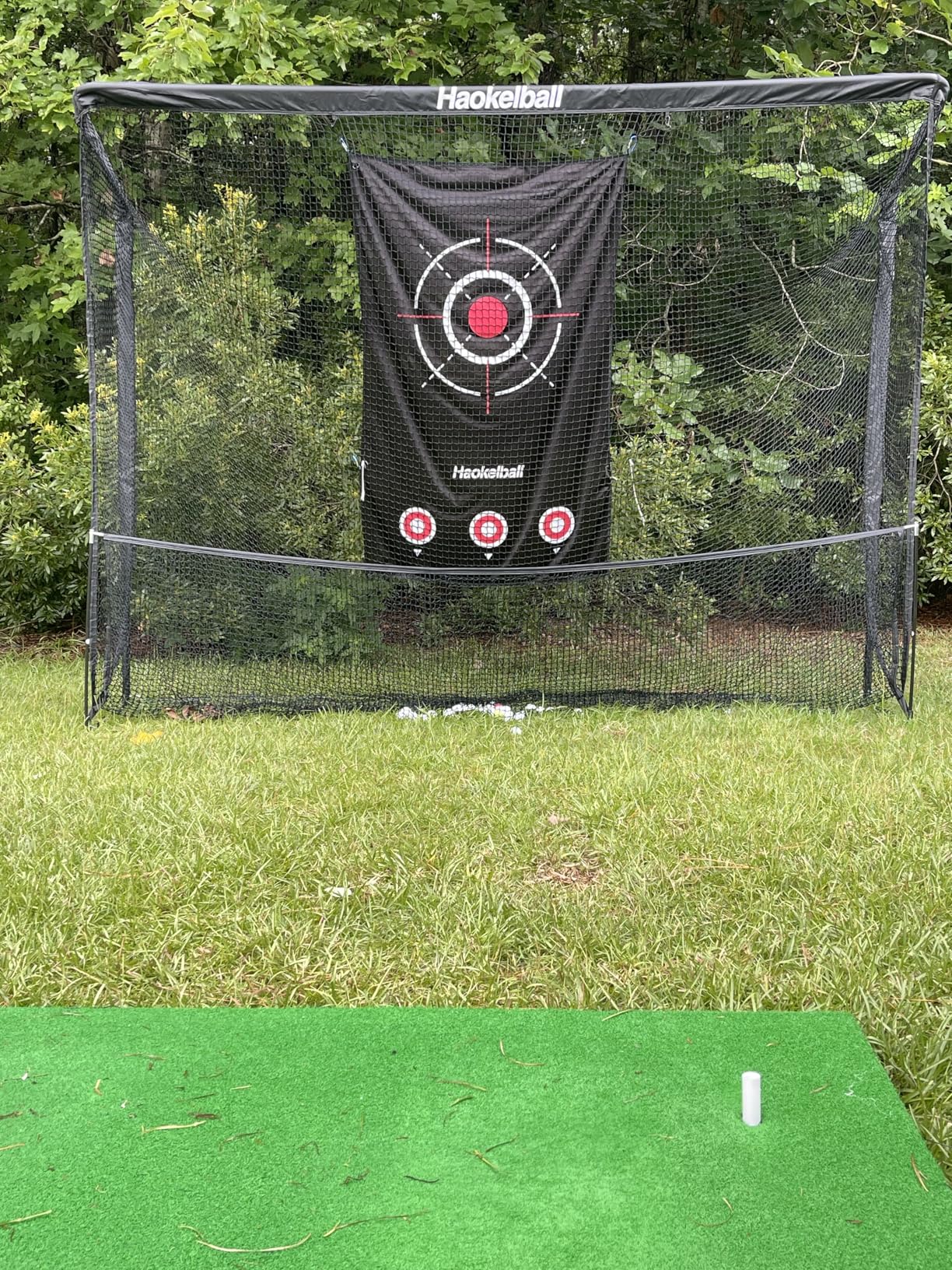 Haokelball Golf Practice Hitting Net for Driving Real Balls, 10x8ft Heavy Duty Netting for Indoor Outdoor with Side Barriers, Ball Return & Collection System, Silent Impact Target and Carry Bag customer photo 2