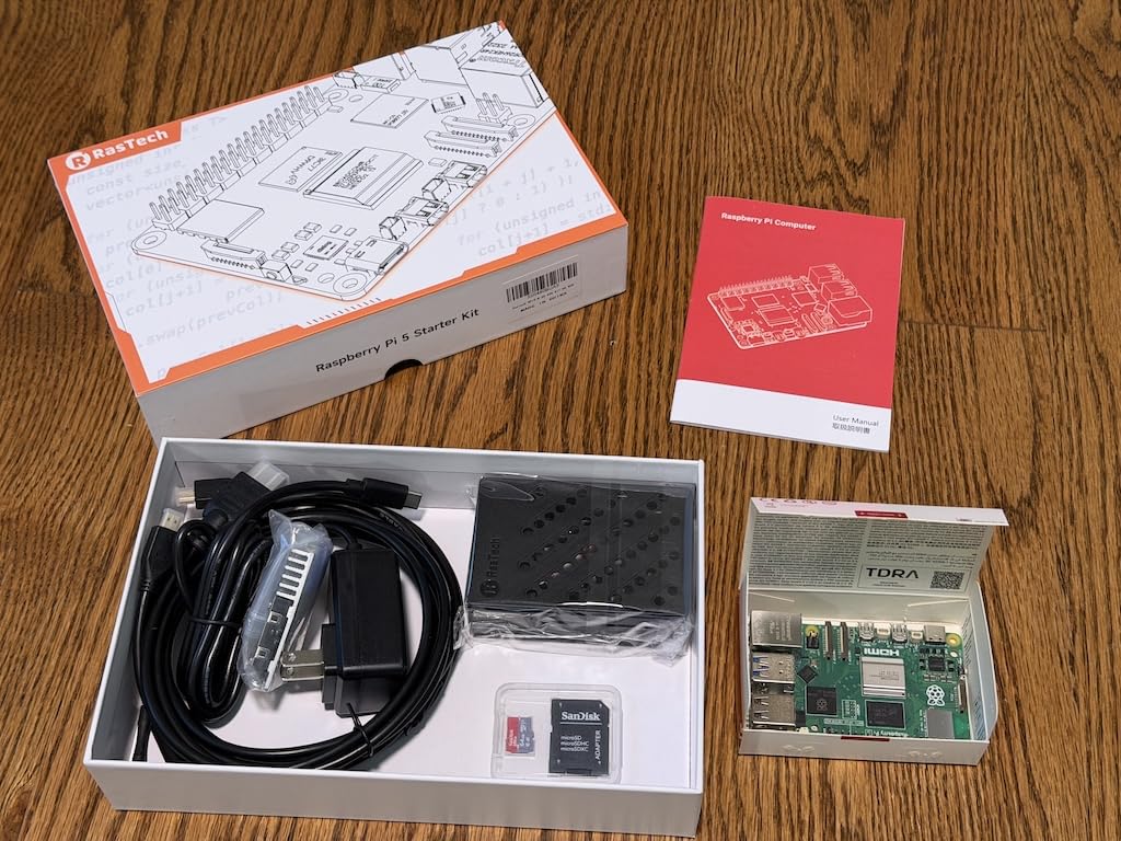 RasTech Raspberry Pi 5 8GB Kit 64GB Edition with Active Cooler, 27W GaN 5.1V5A USB-C Power Supply, Pi5 8GB Board, 64GB Card Readers Kit, Pi 5 Case, Dual 4K Micro HD Out Cables and User Manual customer photo 2