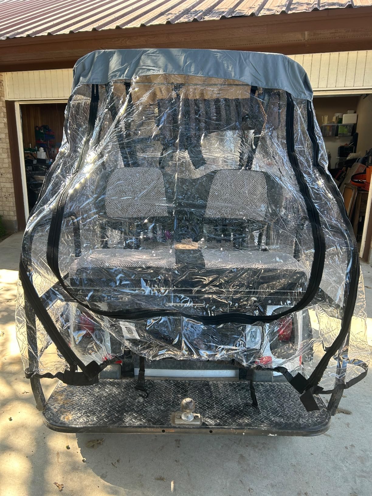 Golf Cart Enclosure - 2+2 Drivable Rain Cover for EZGO, Club Car - Durable Door Zipper, 4-Sided Clear Windows (4 Seater) customer photo 1