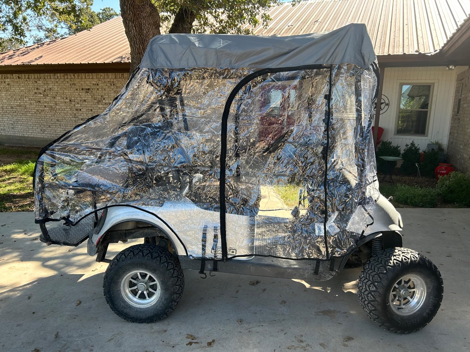 Golf Cart Enclosure - 2+2 Drivable Rain Cover for EZGO, Club Car - Durable Door Zipper, 4-Sided Clear Windows (4 Seater) customer photo 2