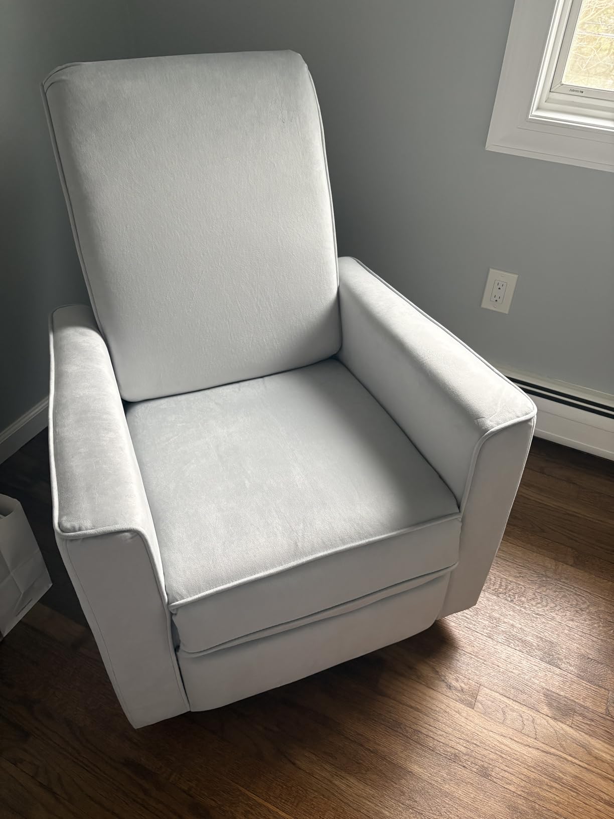 Evolur Raleigh Upholstered Manual Glider Recliner- Rocking & 360 Swivel with Smooth Glide - Greenguard Gold & FSC Certified - Modern Nursery and Living Room Chair in Light Sand customer photo 2