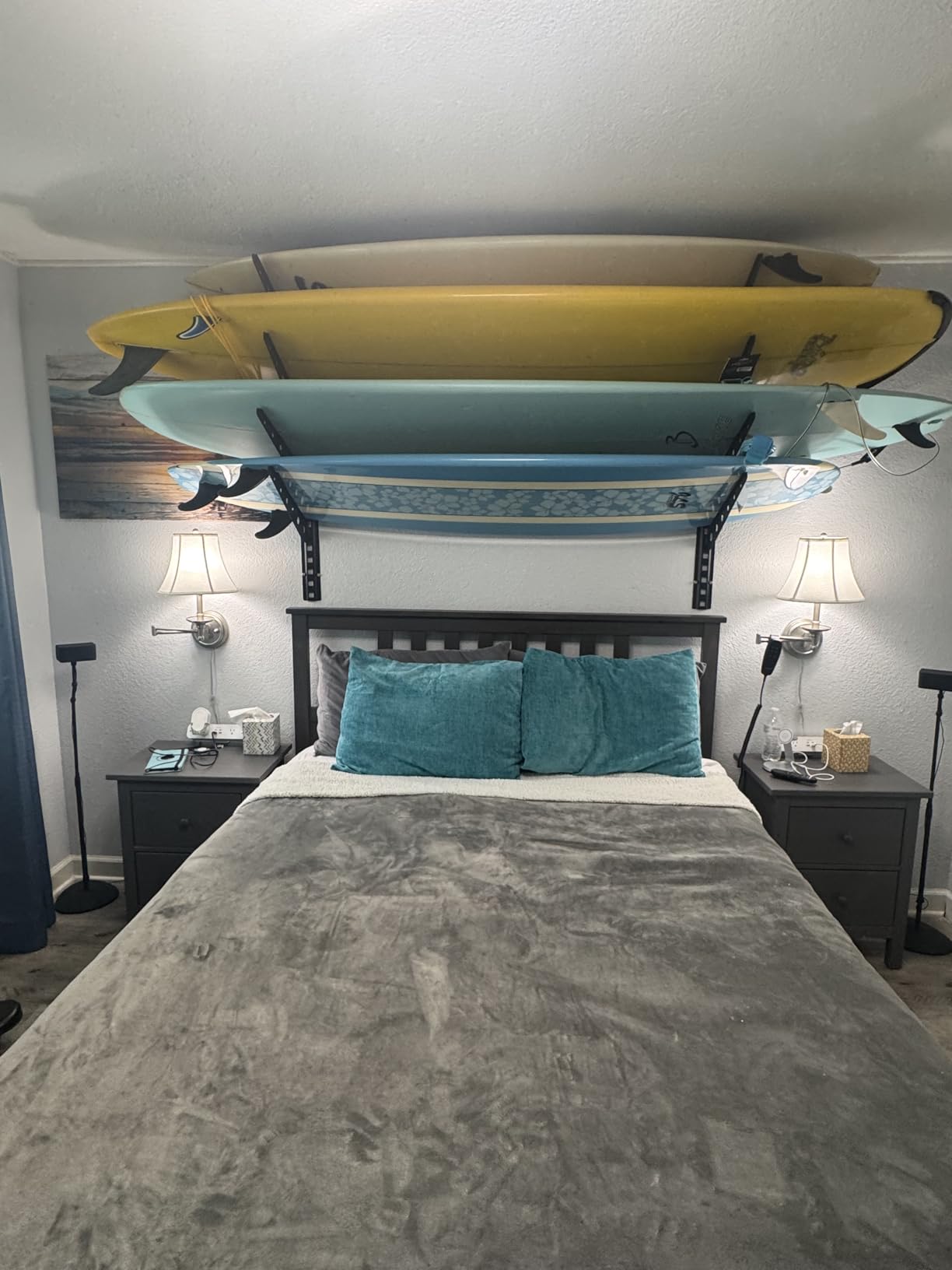 2/3/4/6 Board Horizontal Surfboard Rack, Adjustable Surfboard Wall Mount Display, Surfboard Wall Rack Board Storage Mount System at Home and Garage customer photo 1
