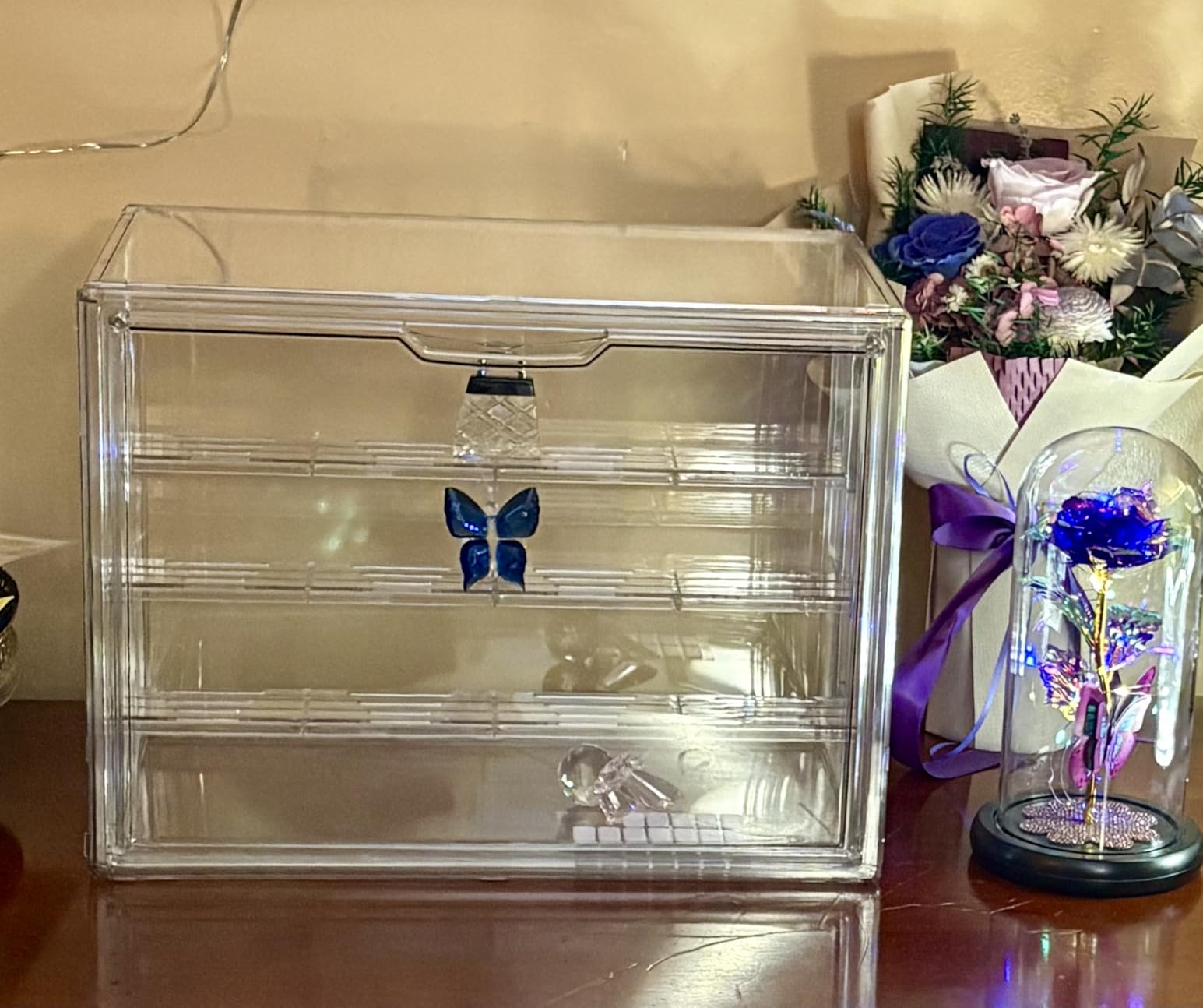 3 Layer Acrylic Display Case Stackable Clear Box for Collectibles,2 Pack | Removable Adjustable Partitions & Magnetic Door,Interlocking Stable Design,Dustproof Cover for Figurine Storage customer photo 2