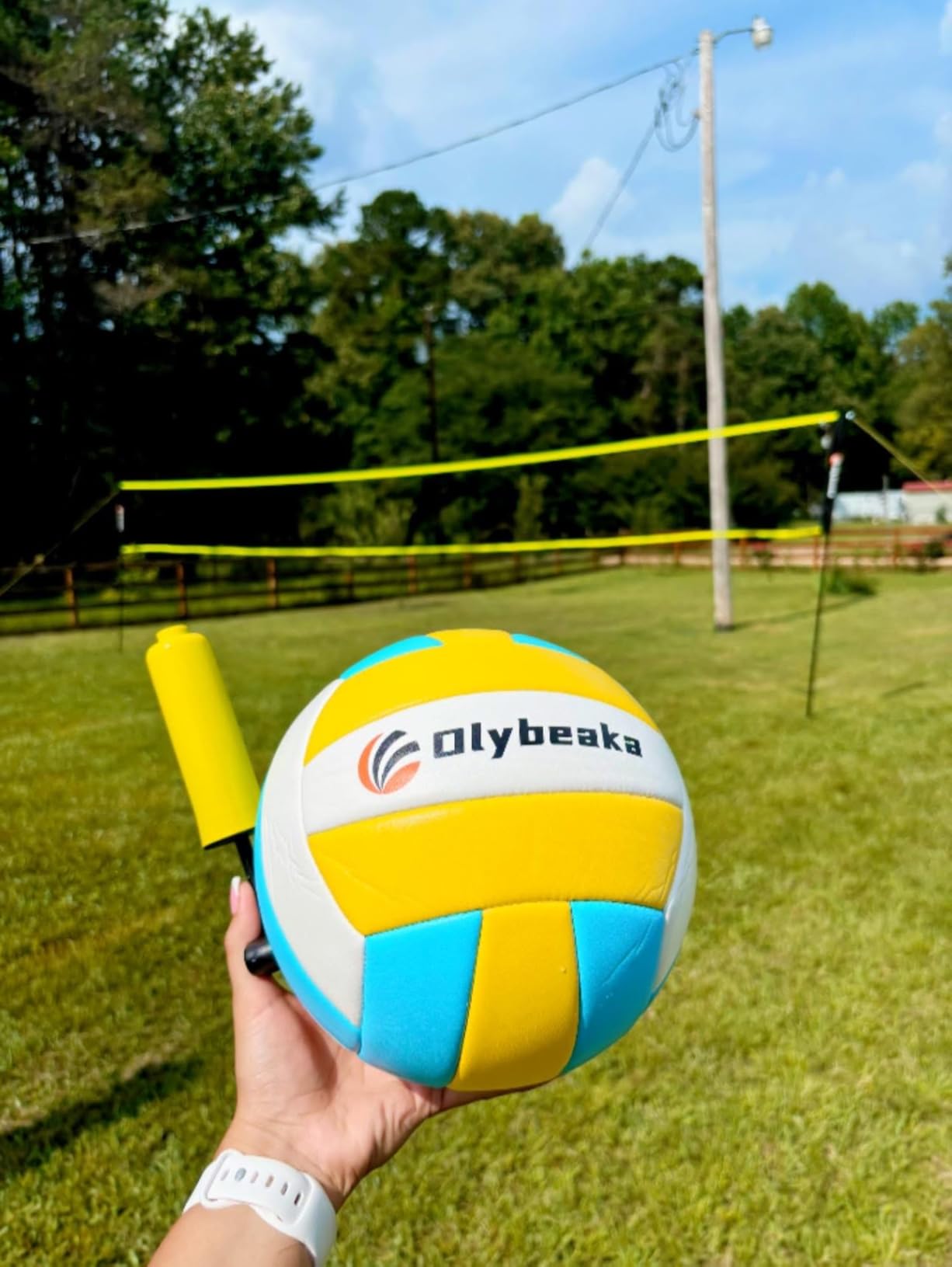 32ft Regulation Size Portable Outdoor Volleyball Net Set System for Backyard Beach with Height Adjustable Poles, PU Volleyball and Pump, Carry Bag, Boundary Line - Easy Set Up & Anti-Sagging customer photo 1