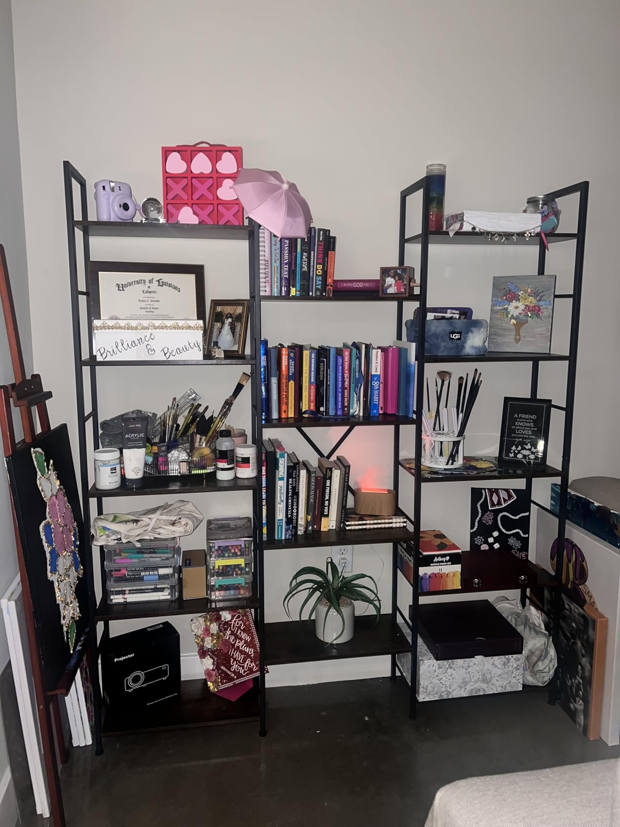 Shintenchi Triple 5 Tier Bookshelf, Industrial Large Bookcase with 14 Open Display Shelves, Large Etagere Bookshelf,Wide Book Shelf Book Case for Home & Office, Brown customer photo 2