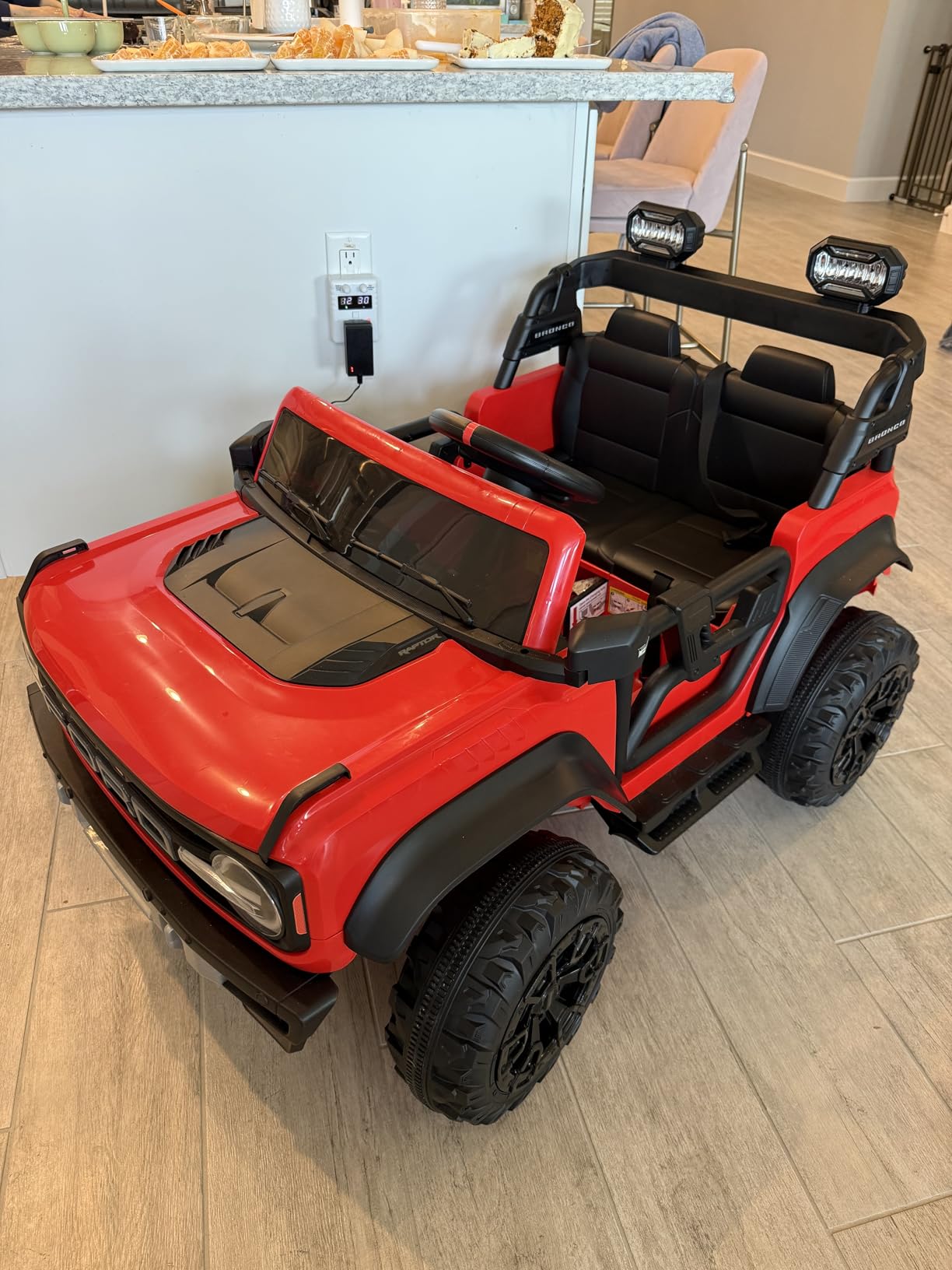 First Ride On Licensed Ford Bronco Raptor 24V 2 Seater Kids Ride on Toys, Battery Powered Electric Ride on Car, Remote Control Electric Car w/Led Lights, Music, High Low Speed (24V, White) customer photo 2