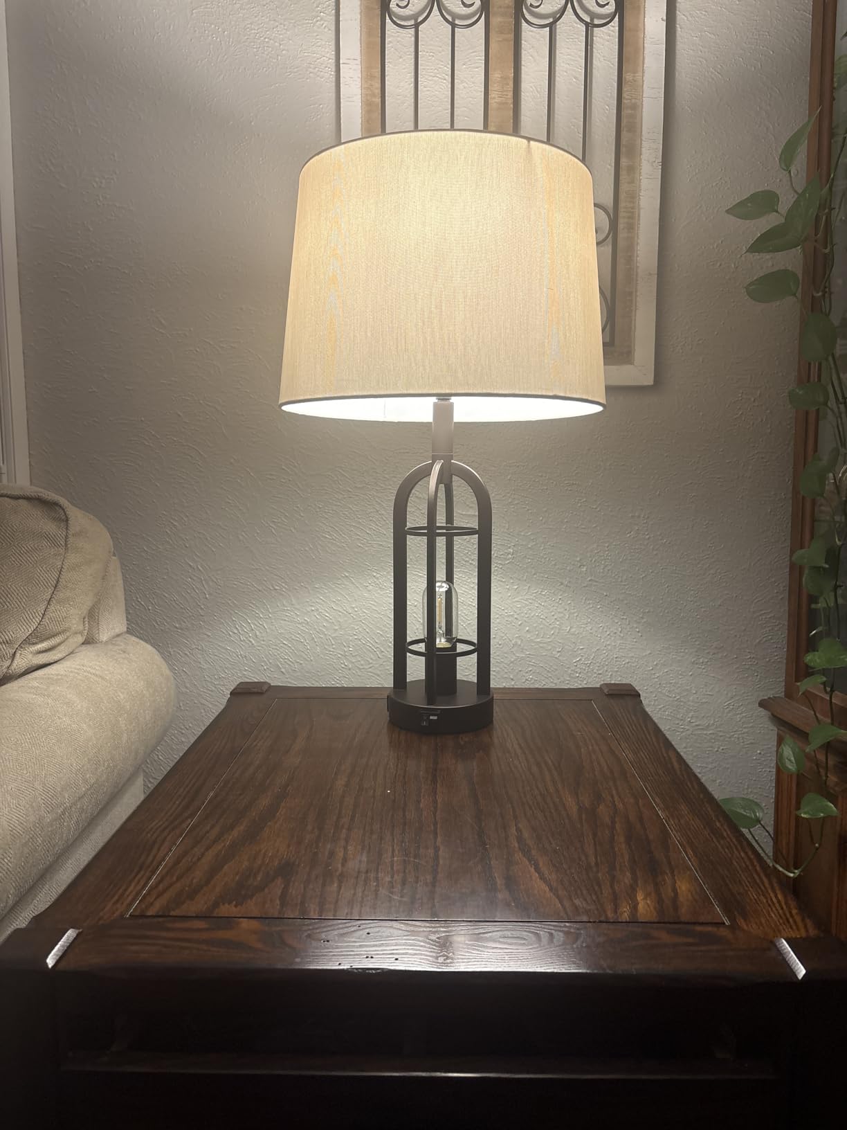 SRJJA Black Table Lamps for Living Room Set of 2 - Farmhouse Lamps for Night Stands with USB A+C, Bedside Lamps for Bedroom, 24'' Industrial Lamp for Living Room End Tables customer photo 2
