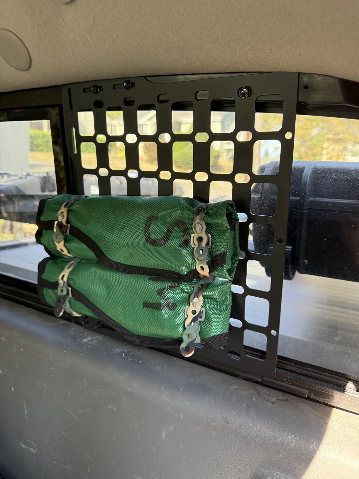 Metal Rigid Molle Panels for Vehicles - Alloy Truck Mount Rack Tactical Seat Back Organizer - Adjustable, Versatile Panel - Stronger Than Plastic - 4 Loop Fasteners - Eco-Friendly customer photo 1