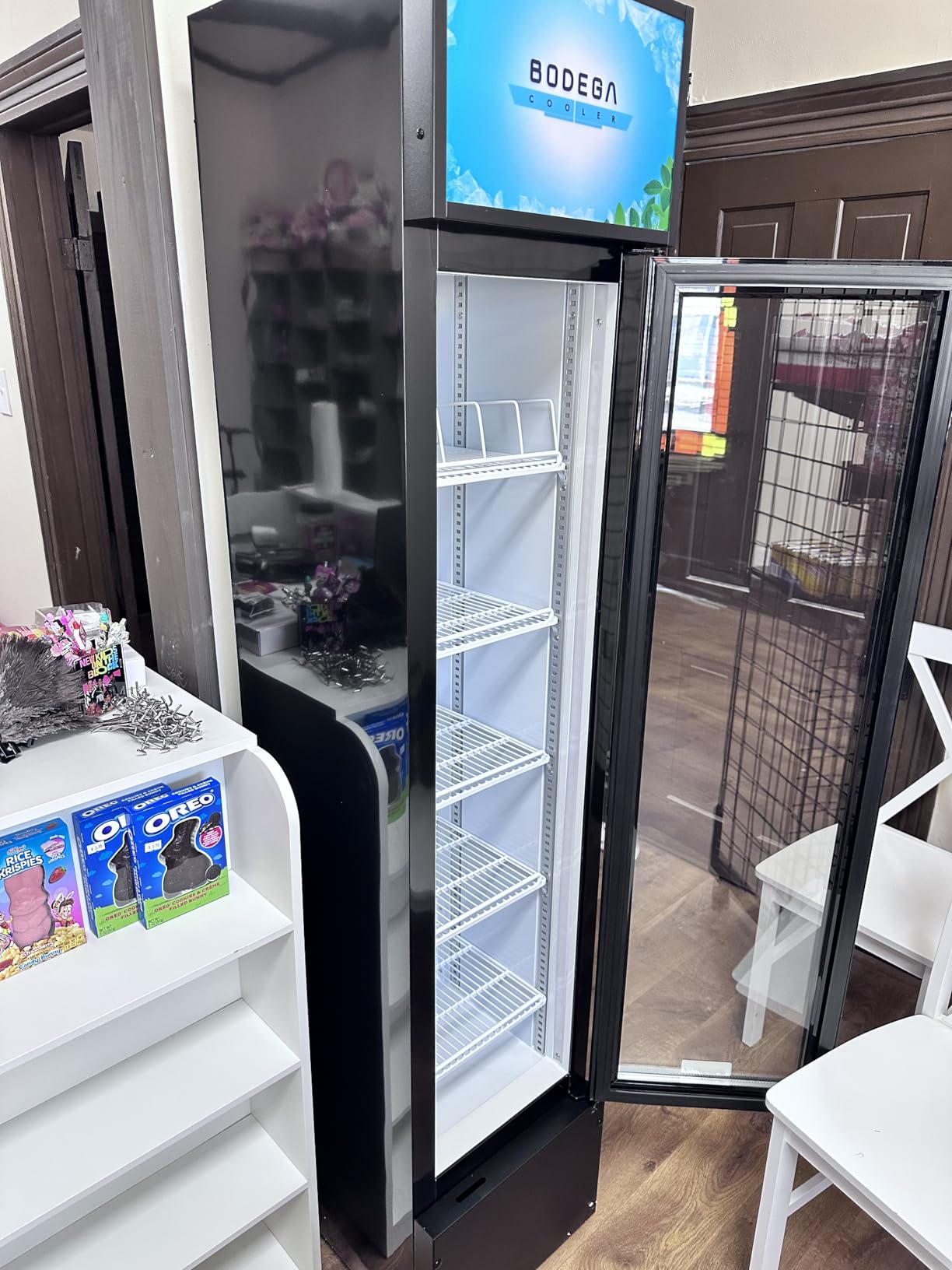 BODEGACOOLER Commercial Merchandiser Refrigerator, 36.8 Cu.Ft Double Glass Door Beverage Cooler, Upright Display Refrigerator with Soft LED Light, Adjustable Shelves, 4 Heavy-Duty Casters, Black customer photo 2