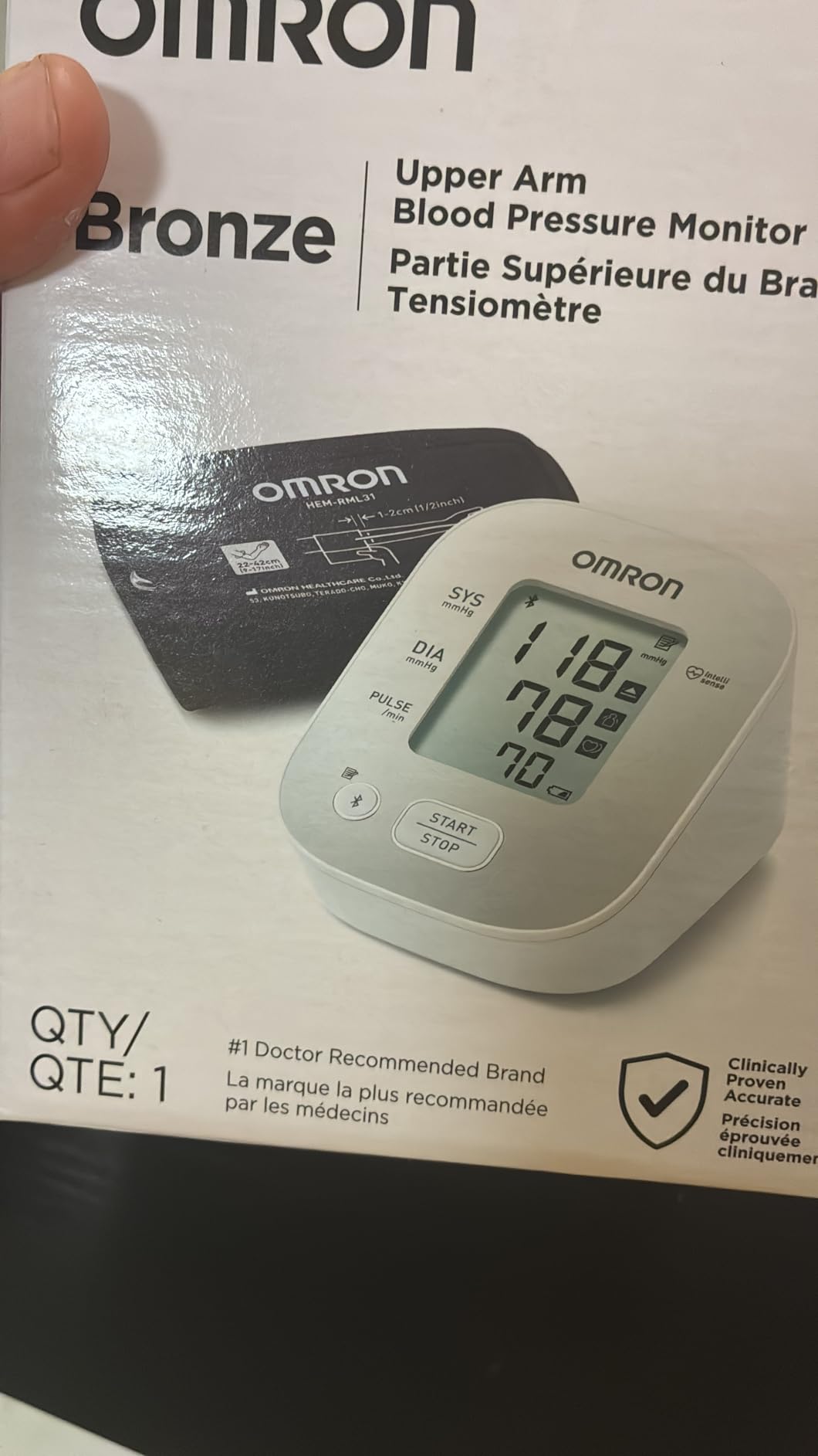 OMRON Bronze Blood Pressure Monitor for Home Use & Upper Arm Blood Pressure Cuff - Clinically Validated - Connect App customer photo 2