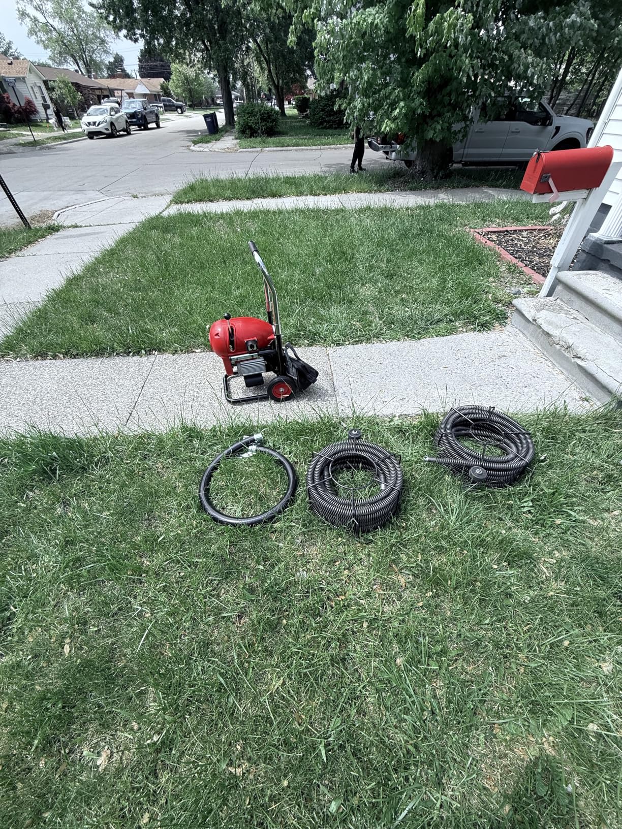 VEVOR Drain Cleaner Machine 120FT x 5/8 Inch, 370W Electric Sewer Snake Auger Manual Feed - with 2 Sectional Steel Cables(120' x 5/8