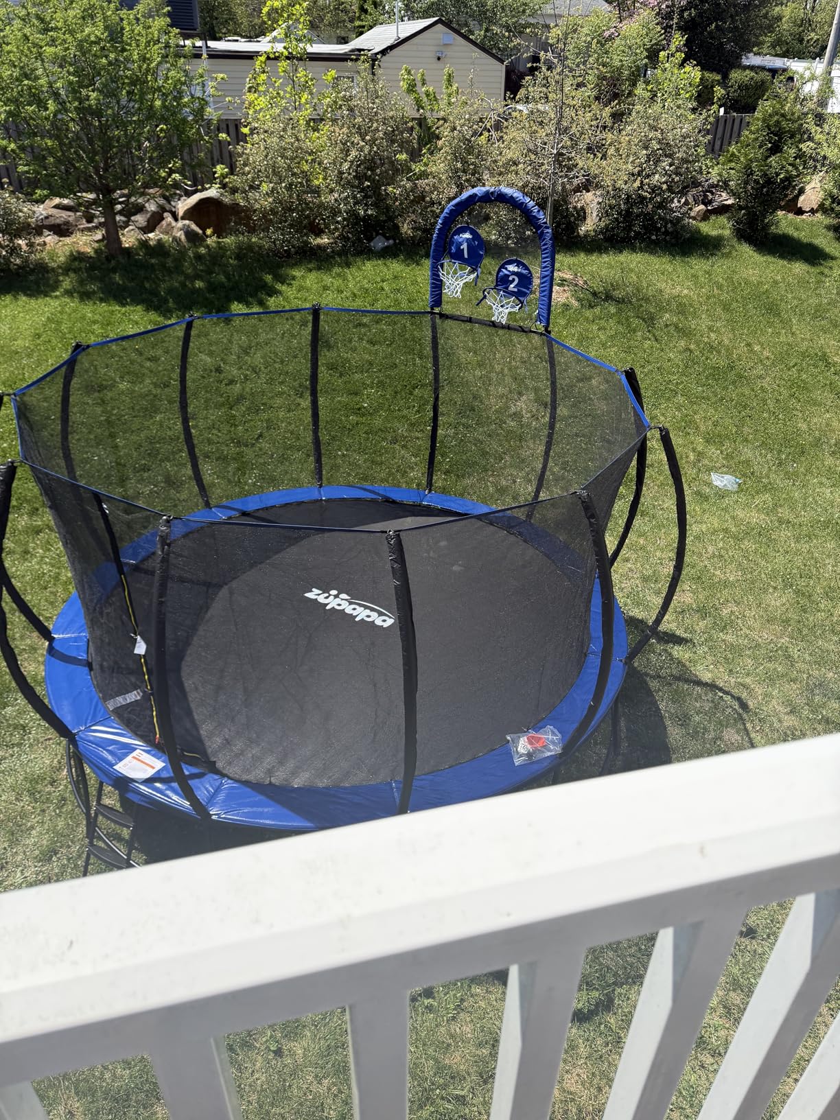1800LBS Capacity Double Frame Trampoline 16 15 14 12FT No-Gap Safety Design Curved Poles & Basketball Hoop 10-Year Quality Assurance Perfect for Kids & Family Outdoor Fun customer photo 2