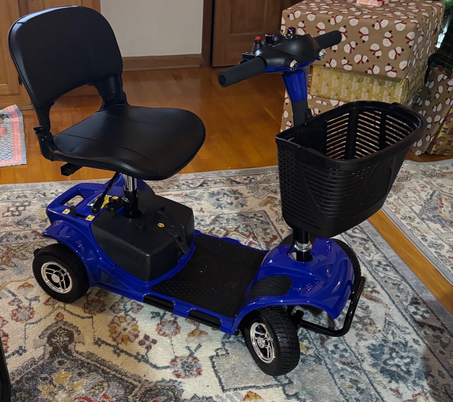 Cebihy 4 Wheel Mobility Scooter, Electric Power Mobile Scooters for Seniors Adult with Lights Collapsible and Compact Duty Travel Scooter w/Basket and Extended Battery (Blue) customer photo 2