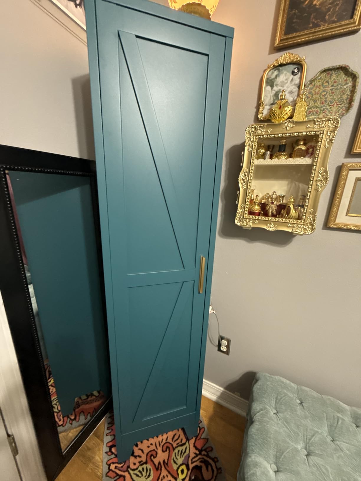 COFaR White Farmhouse Storage Kitchen Pantry Cabinet with 2 Barn Door, 3 Adjustable Shelves and Legs, for Cupboard/Dining Room/Bathroom/Living Room/Office/Laundry Room (White, 61