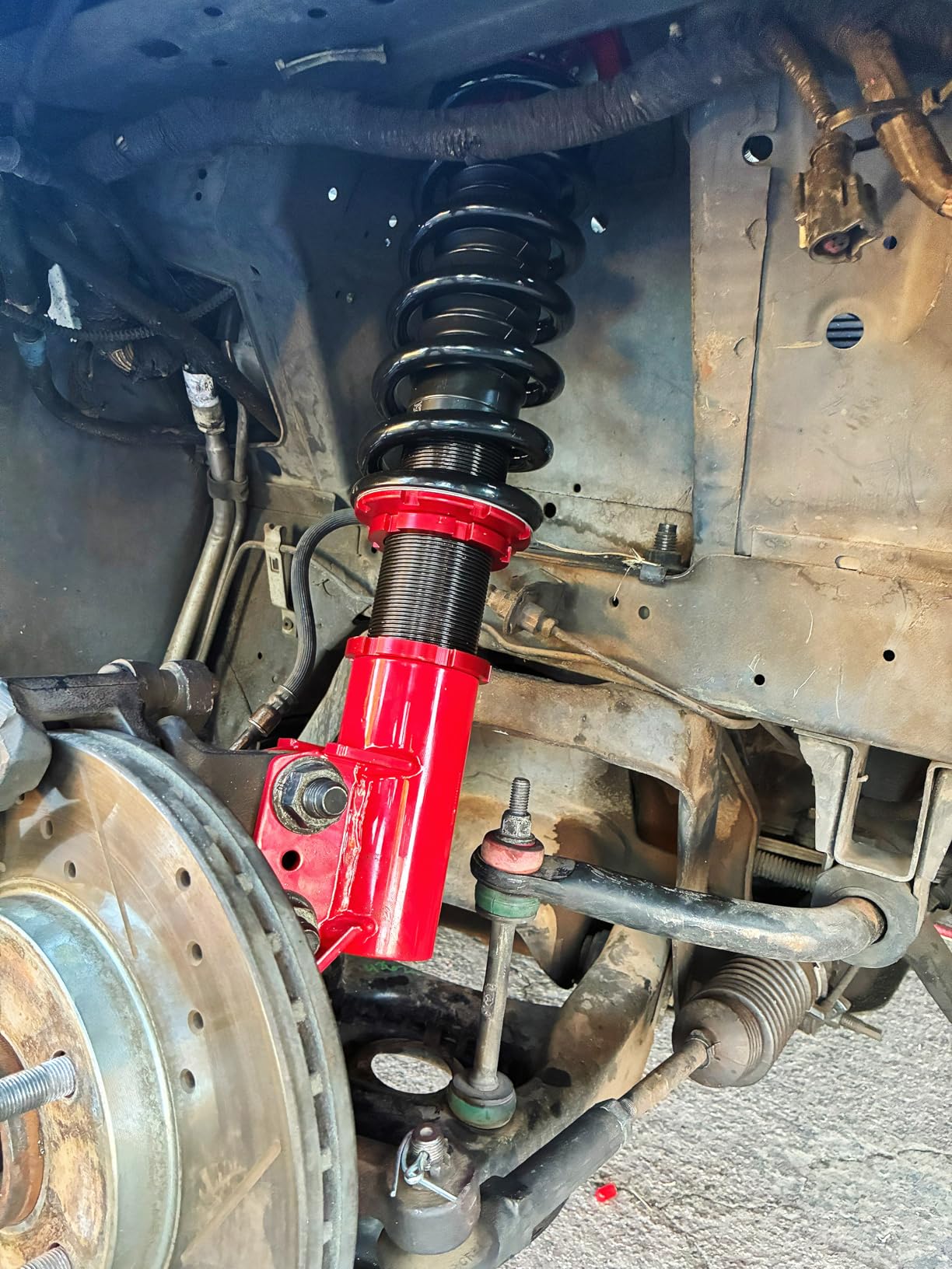 maXpeedingrods Coilovers for Ford Mustang 1994-2004, 24 Levels Damper Adjustable Coilovers Suspension Kit Struts, Height Adjustable Lowering Kit, Red customer photo 1