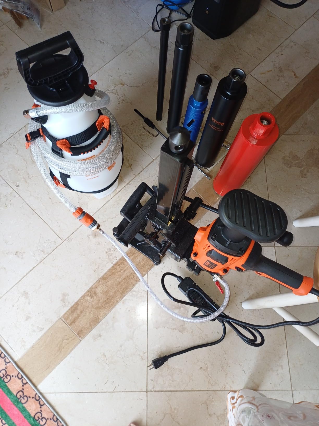 VEVOR Core Drill Machine, 0.8-11.8in Drilling Diameter Diamond Core Drill Rig with Stand and Core Drill Bit, 3500W, Wet and Dry Use customer photo 1
